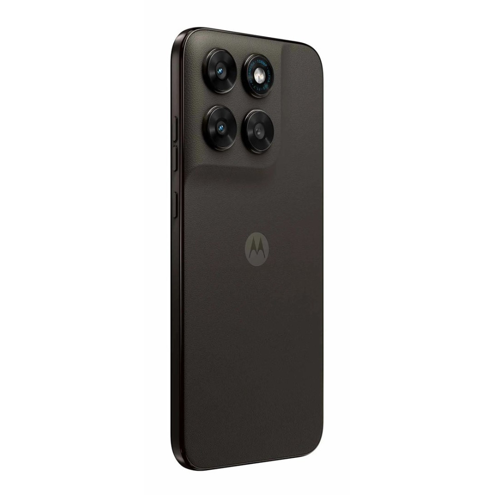 Retro di uno smartphone Motorola nero con quattro fotocamere e logo.