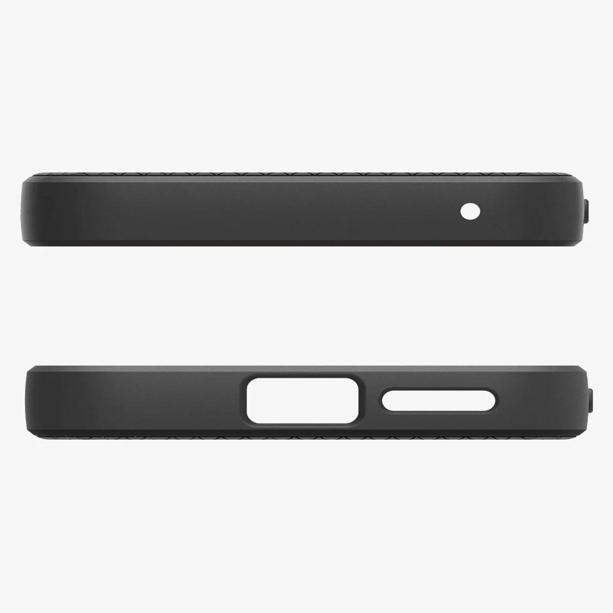 Drie donkere telefoonhoesjes op een witte achtergrond.