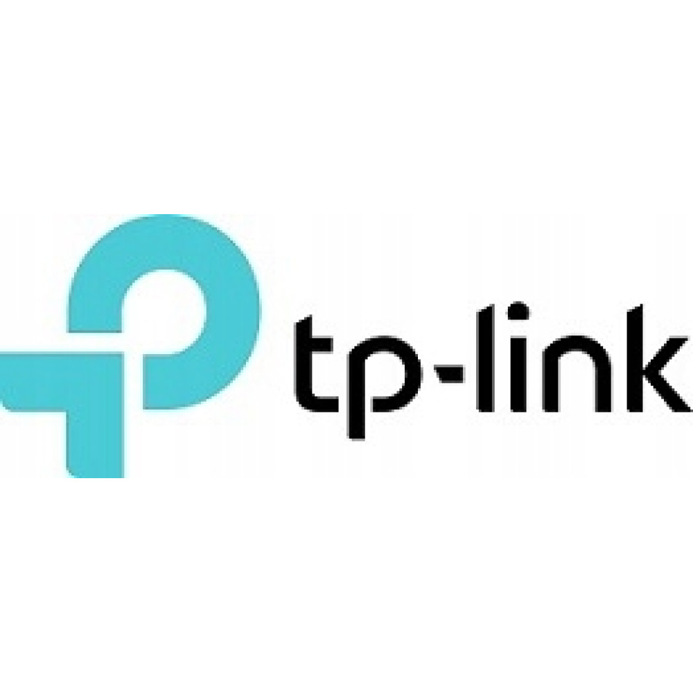 Turkusowe logo TP-Link obok czarnego tekstu.