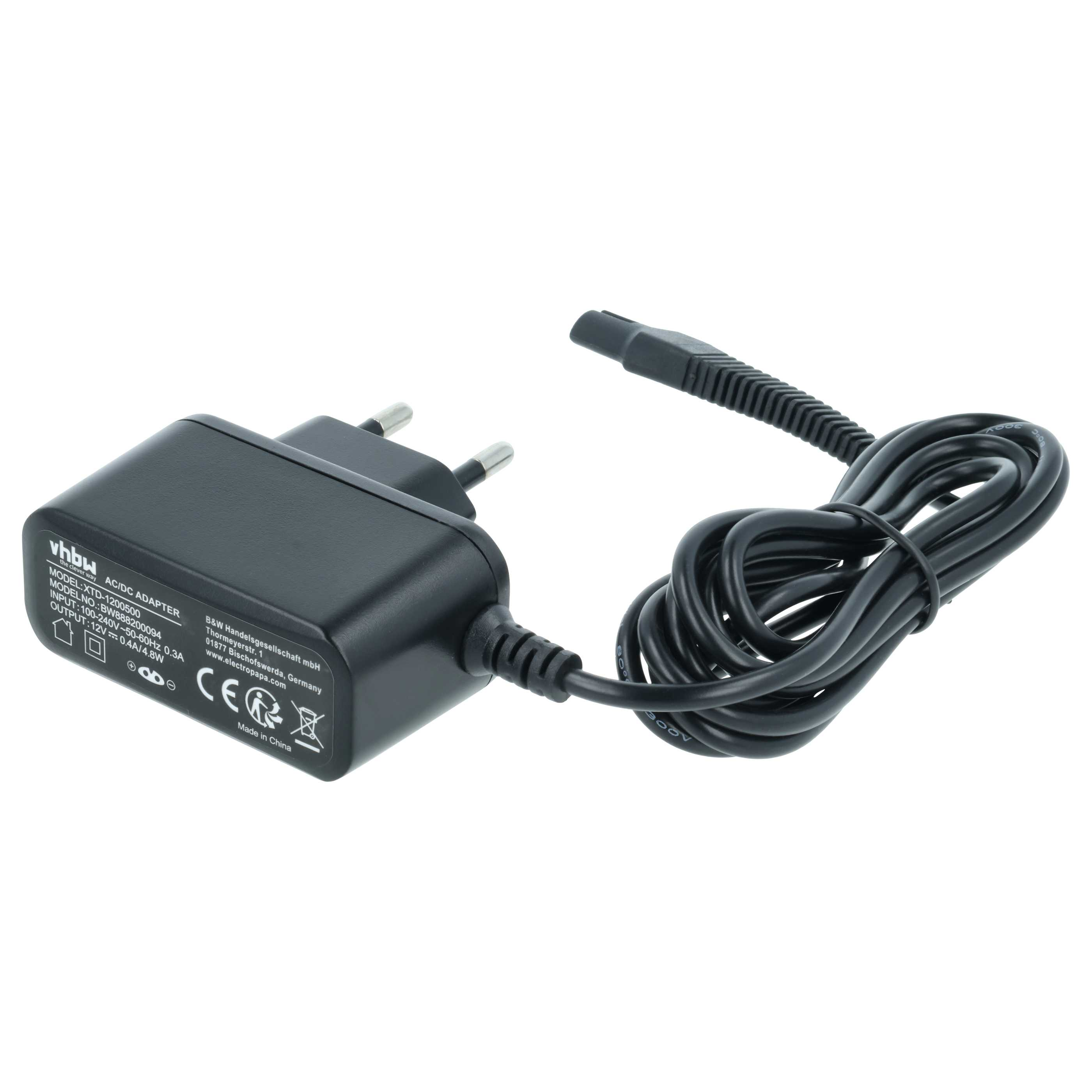 Schwarzes AC/DC-Netzteil mit Kabel und Stecker, Modell XTD-1200500.