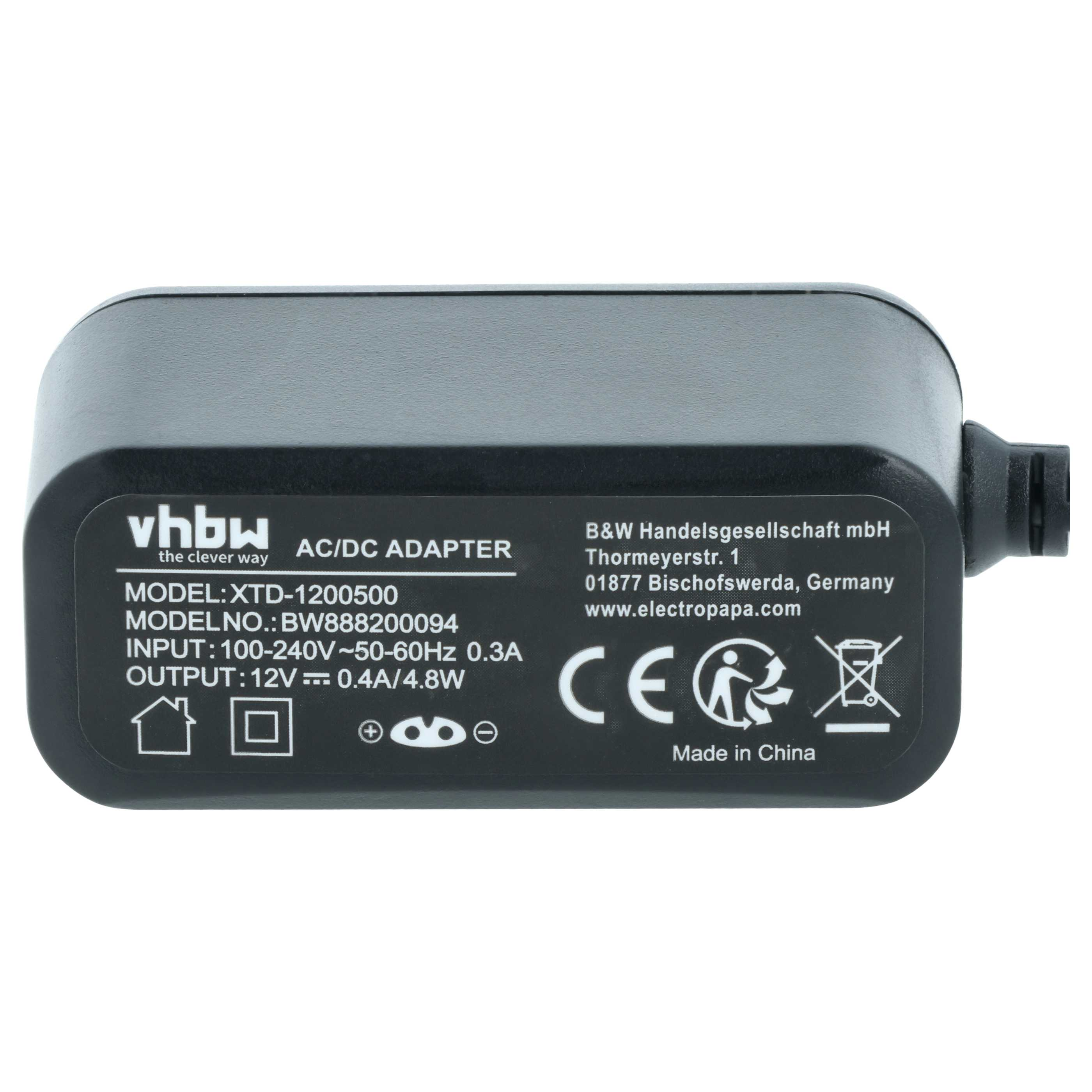 Schwarzer AC/DC-Adapter von vhbw mit Modellnummer XTD-1200500, Made in China.