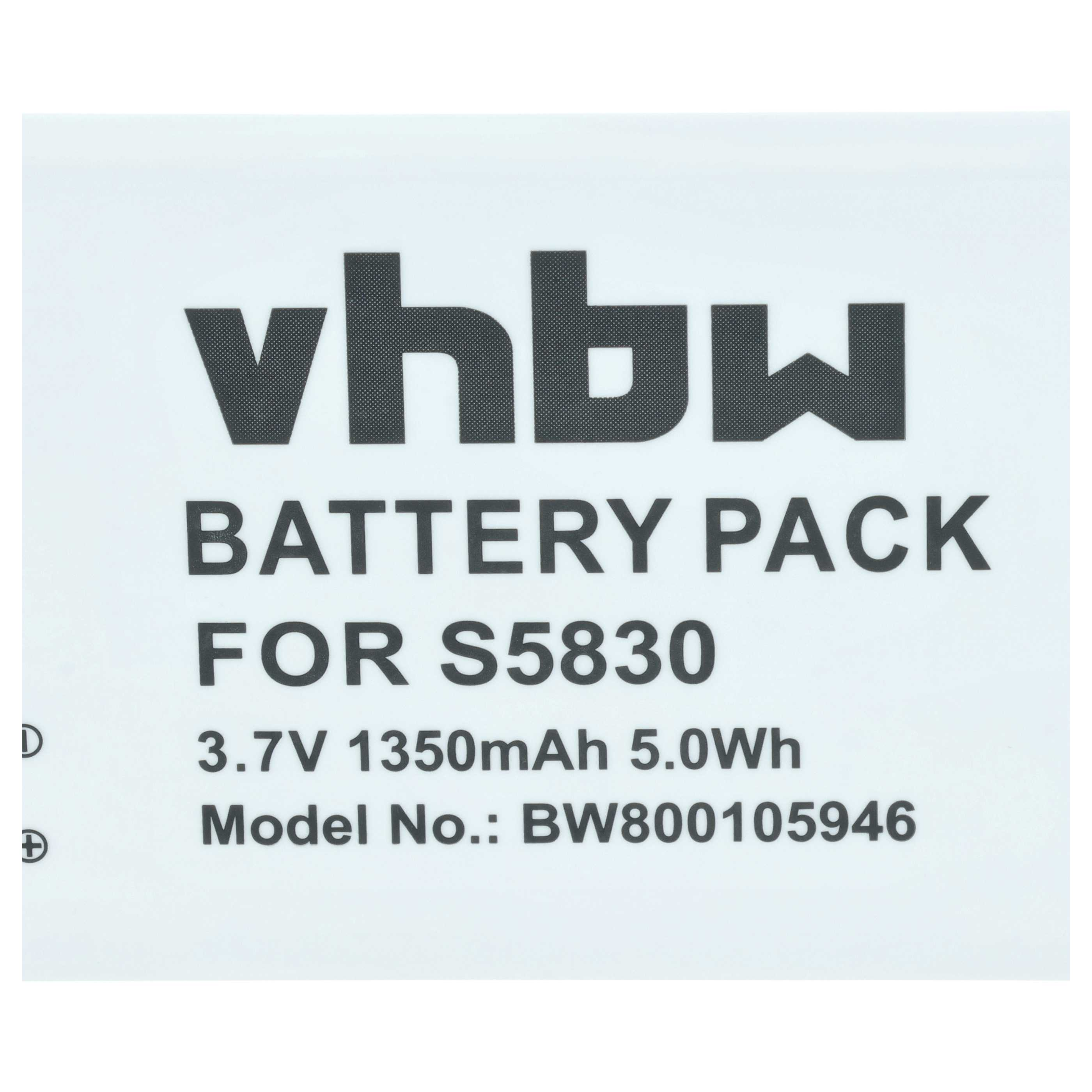 vhbw Akku für S5830, 3,7V 1350mAh 5,0Wh, Modell BW800105946