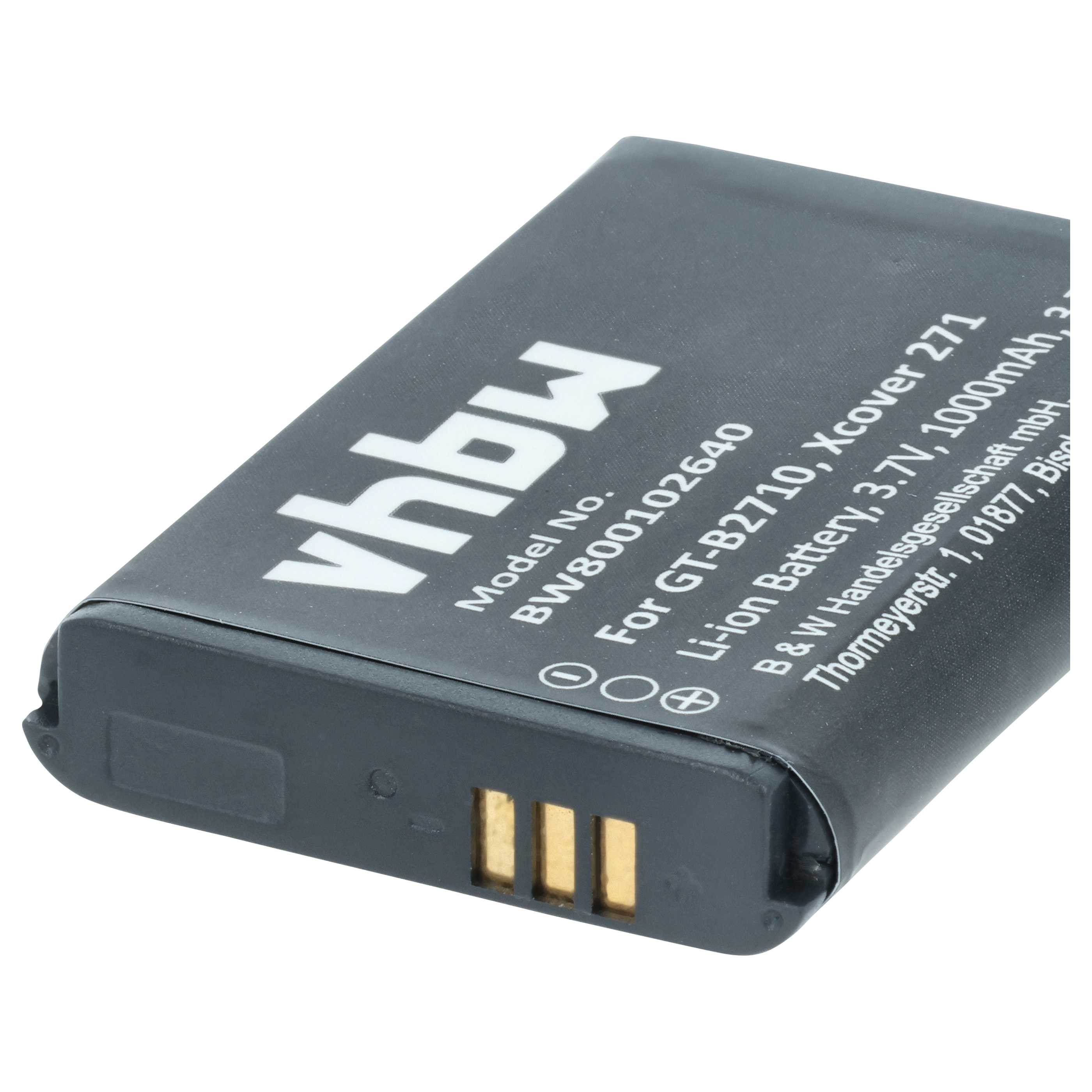 Schwarzer Li-Ion Akku mit Beschriftung: Modell BW800102640, 3.7V, 1000mAh.
