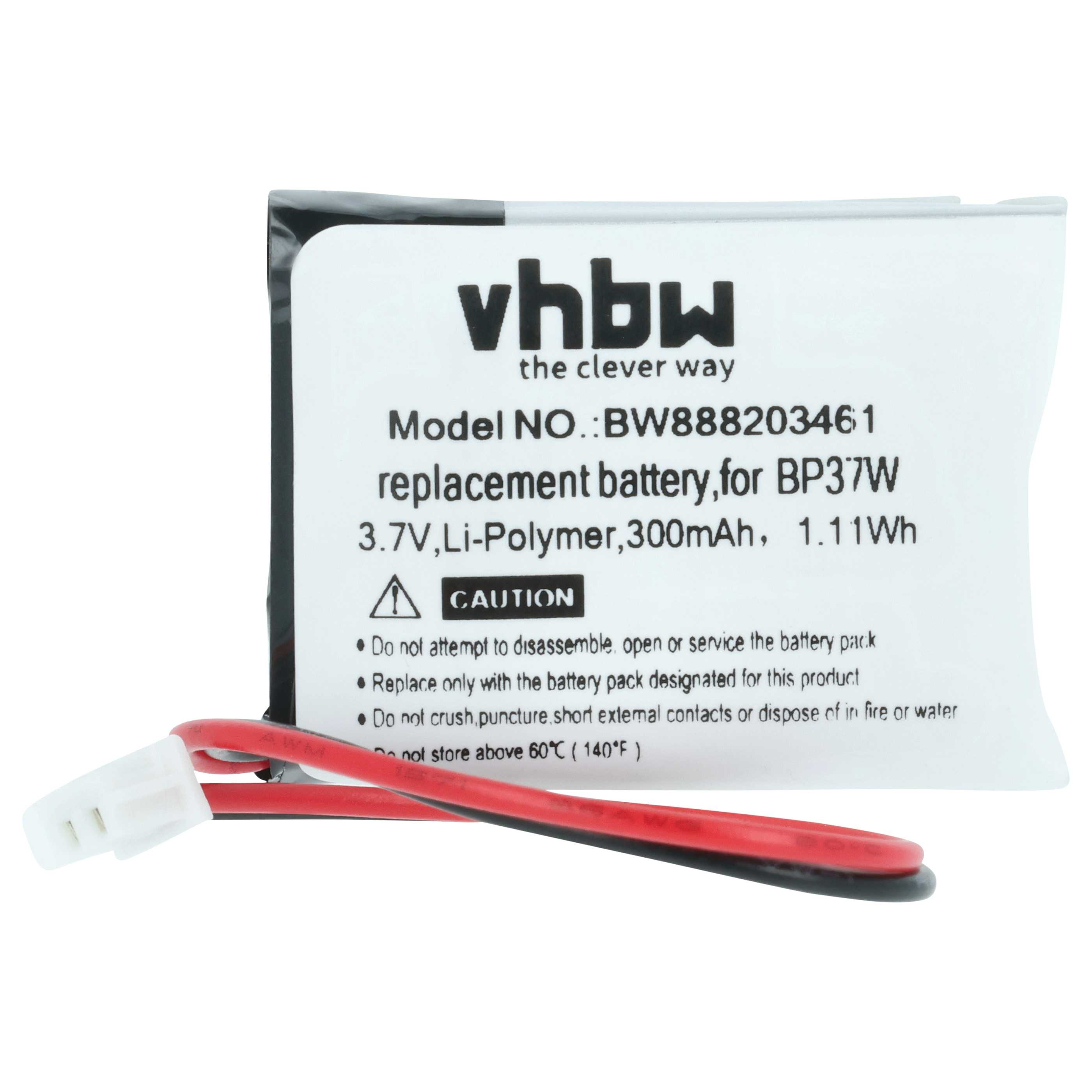 VHbW Ersatzakku, 3,7V Li-Polymer, 300mAh, 1,11Wh, Modell BW888203461.