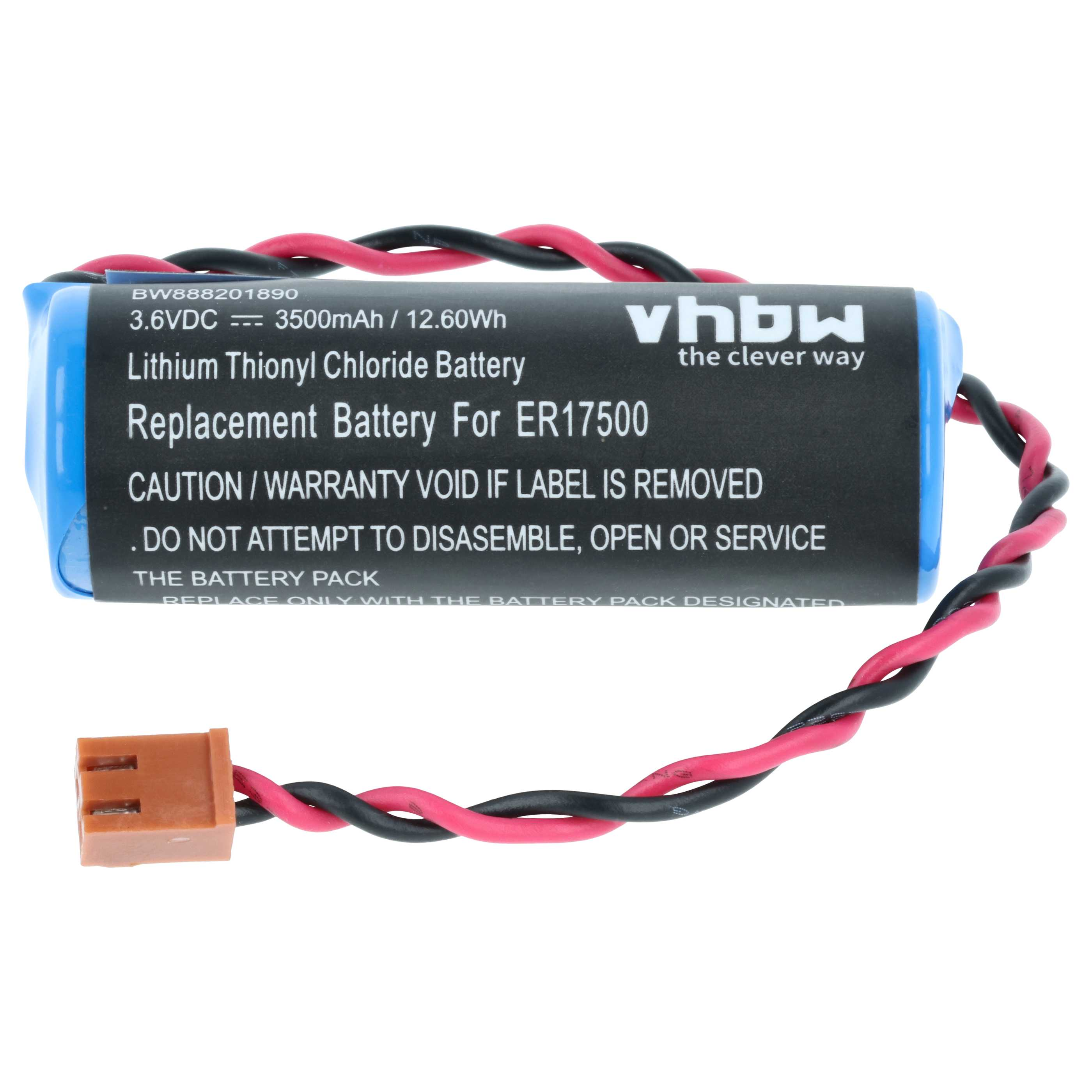 Lithium-Thionylchlorid-Batterie, 3,6V, 3500mAh, mit Kabeln und Stecker.