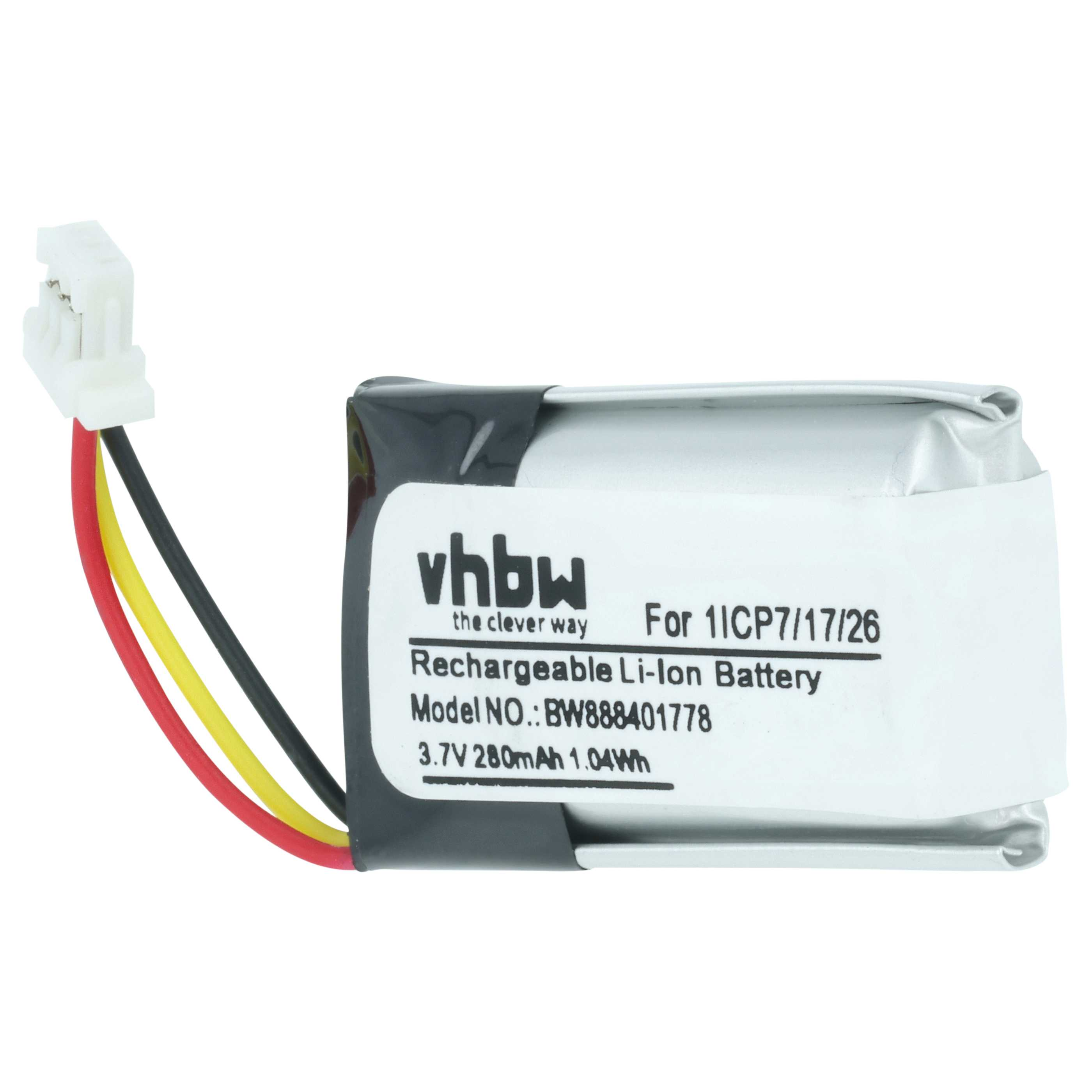 VHBW Li-Ion Akku 3.7V 280mAh mit Kabel und Stecker.