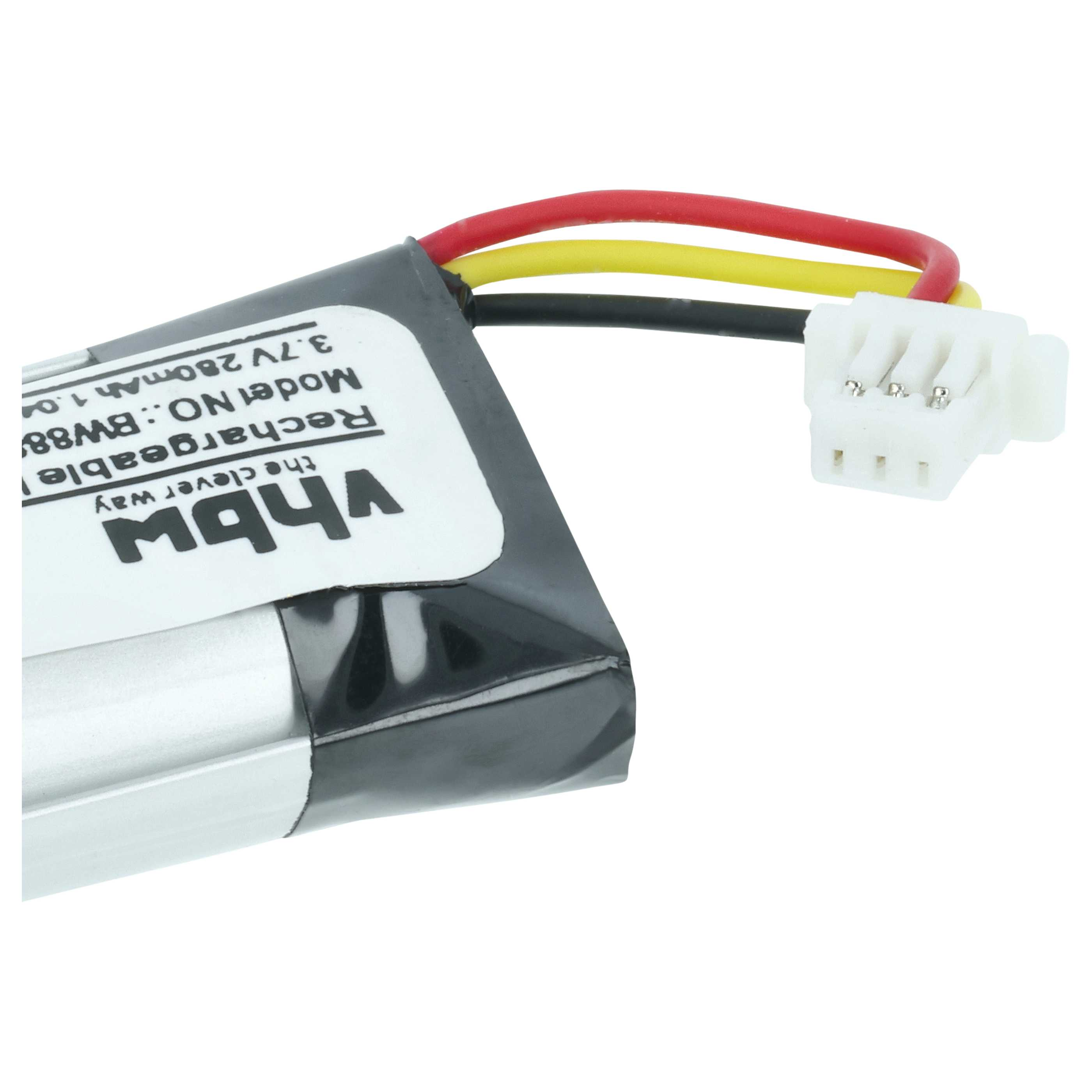 Ein 3,7V 280mAh Akku mit drei Kabeln: rot, gelb und schwarz.