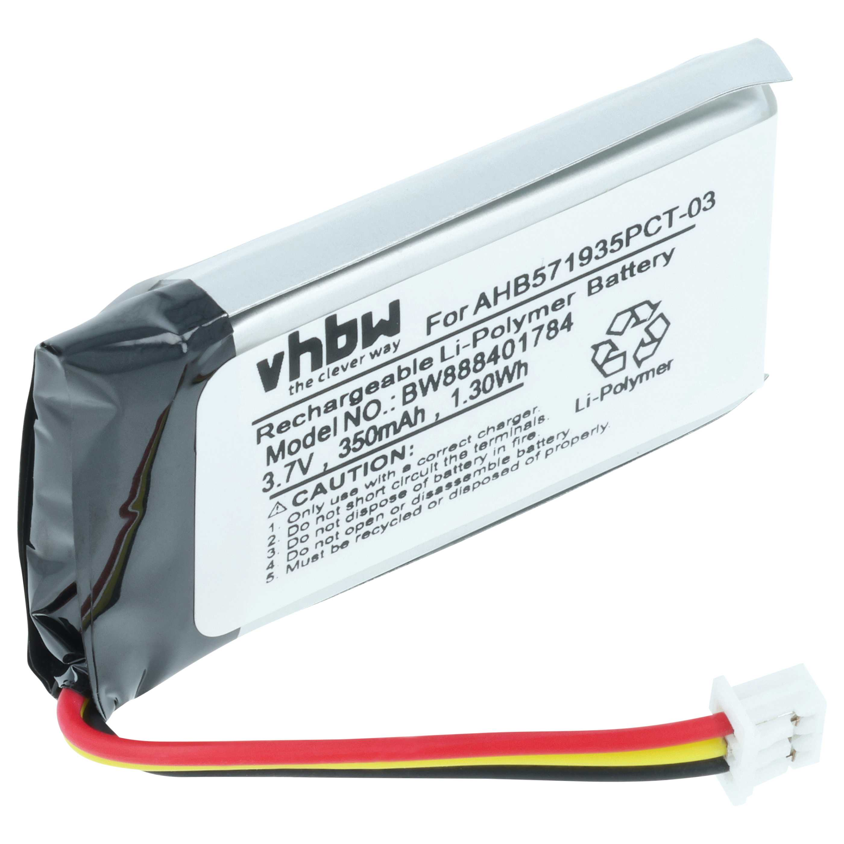 Ein Li-Polymer-Akku mit Kabeln und Stecker, 3,7V, 350mAh.