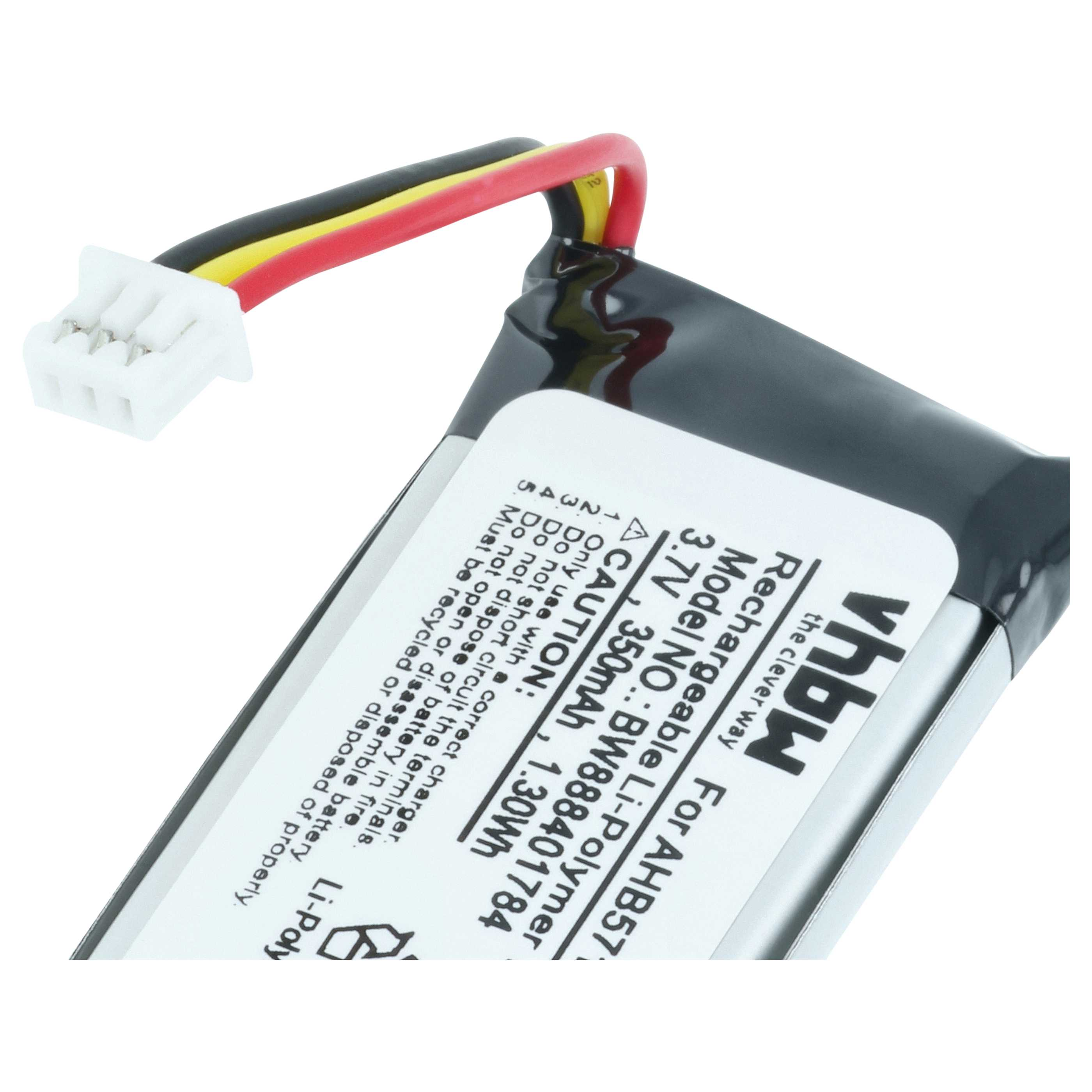 Ein Li-Polymer-Akku mit Kabeln und weißem Stecker, 3.7V, 350mAh.