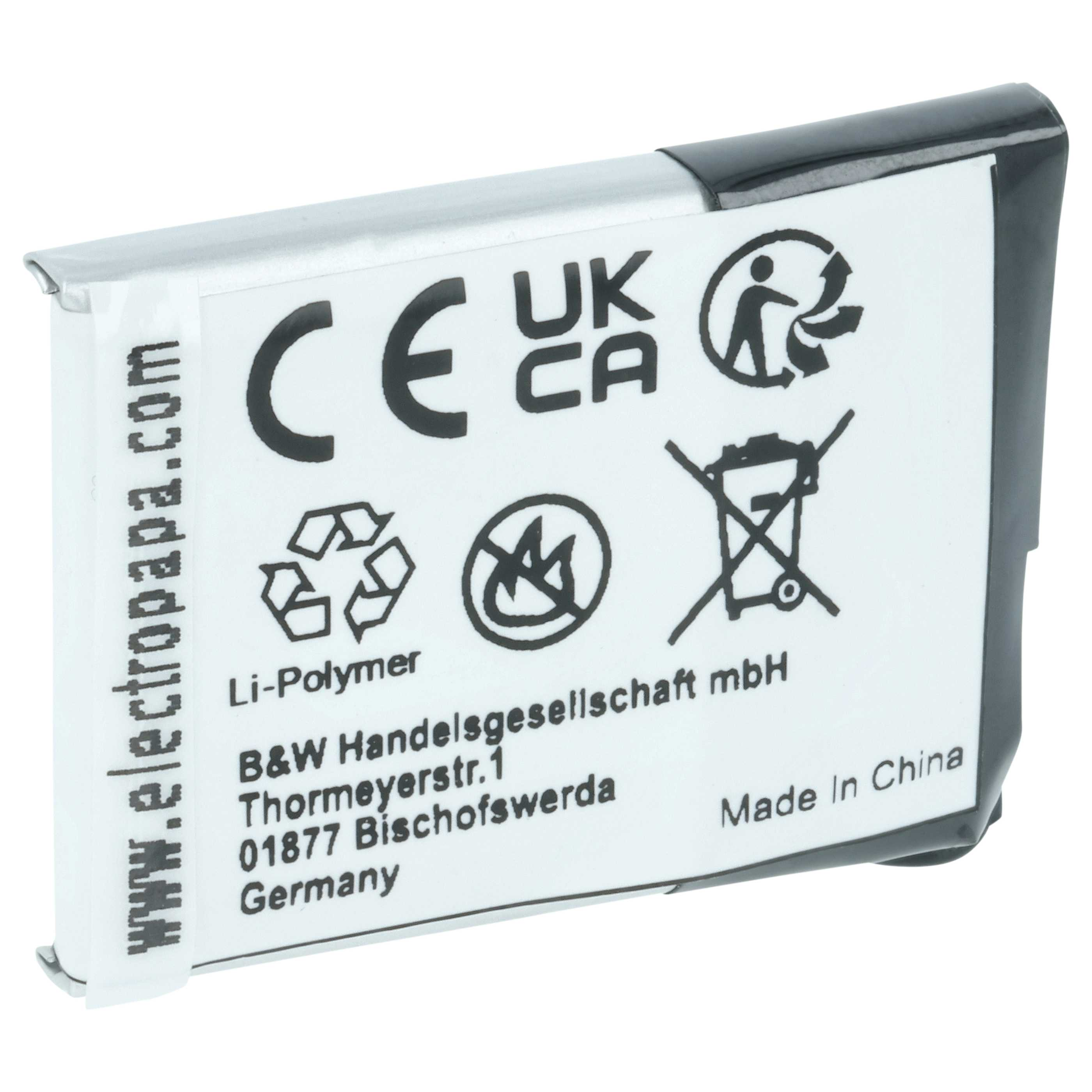 Li-Polymer Akku mit CE und UKCA Kennzeichnung, Made in China.