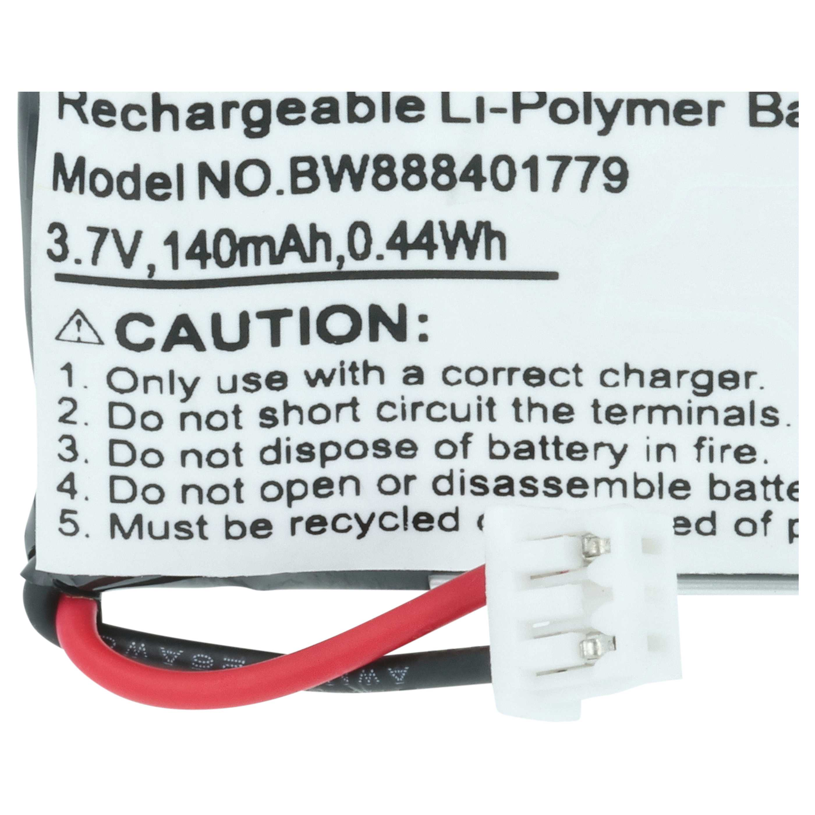 Wiederaufladbarer Li-Polymer-Akku, 3,7V, 140mAh, mit Anschluss.