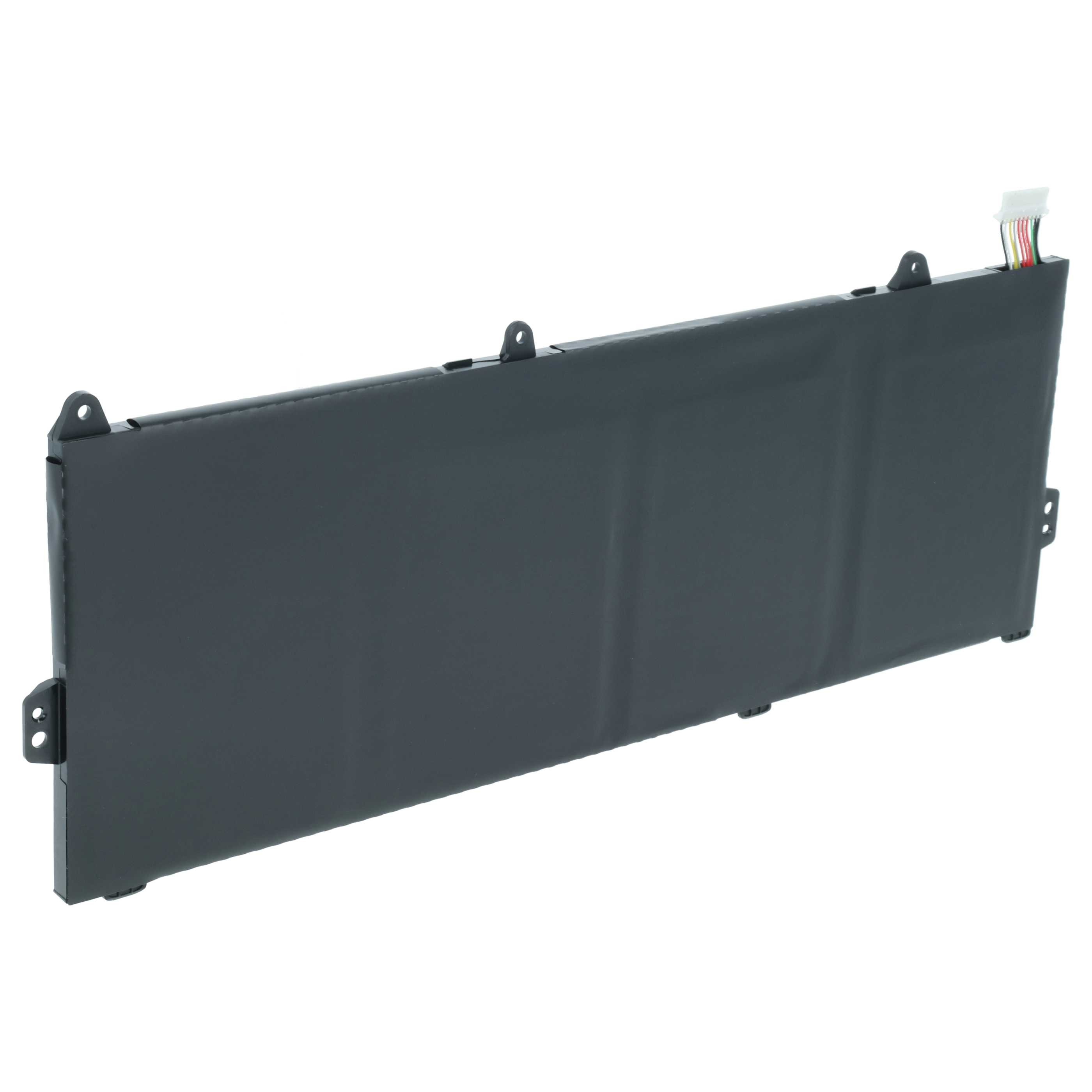 Ein schwarzer Laptop-Akku mit Kabeln und Befestigungslaschen.