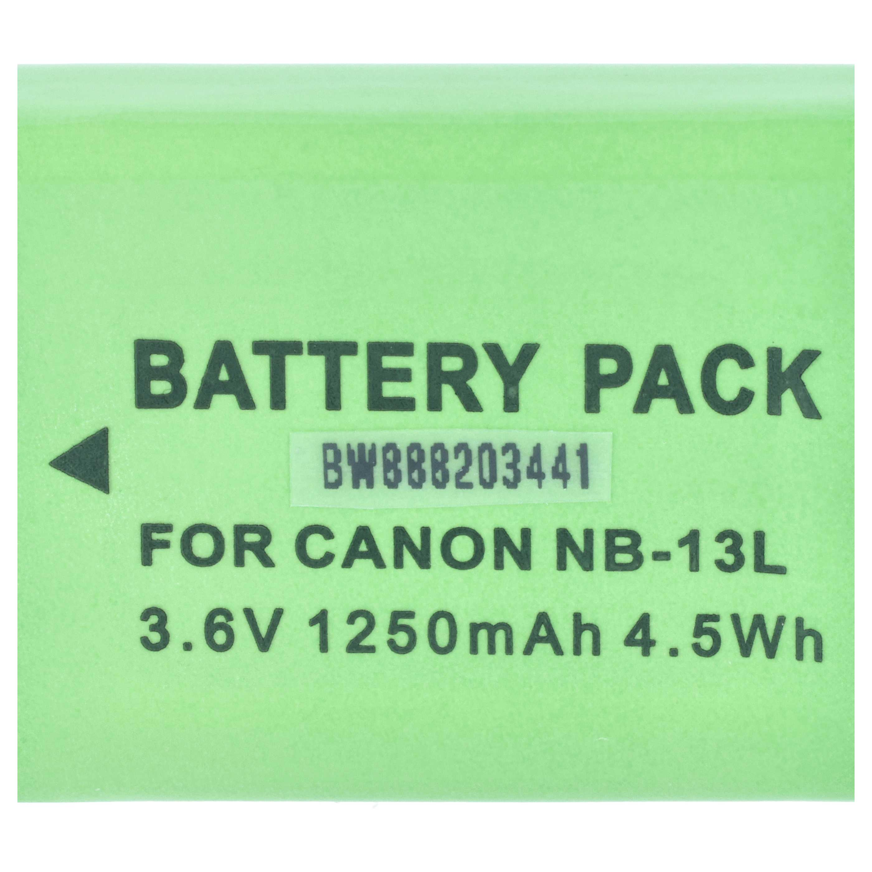 Grüner Akku, Modell BW888203441 für Canon NB-13L, 3,6V.