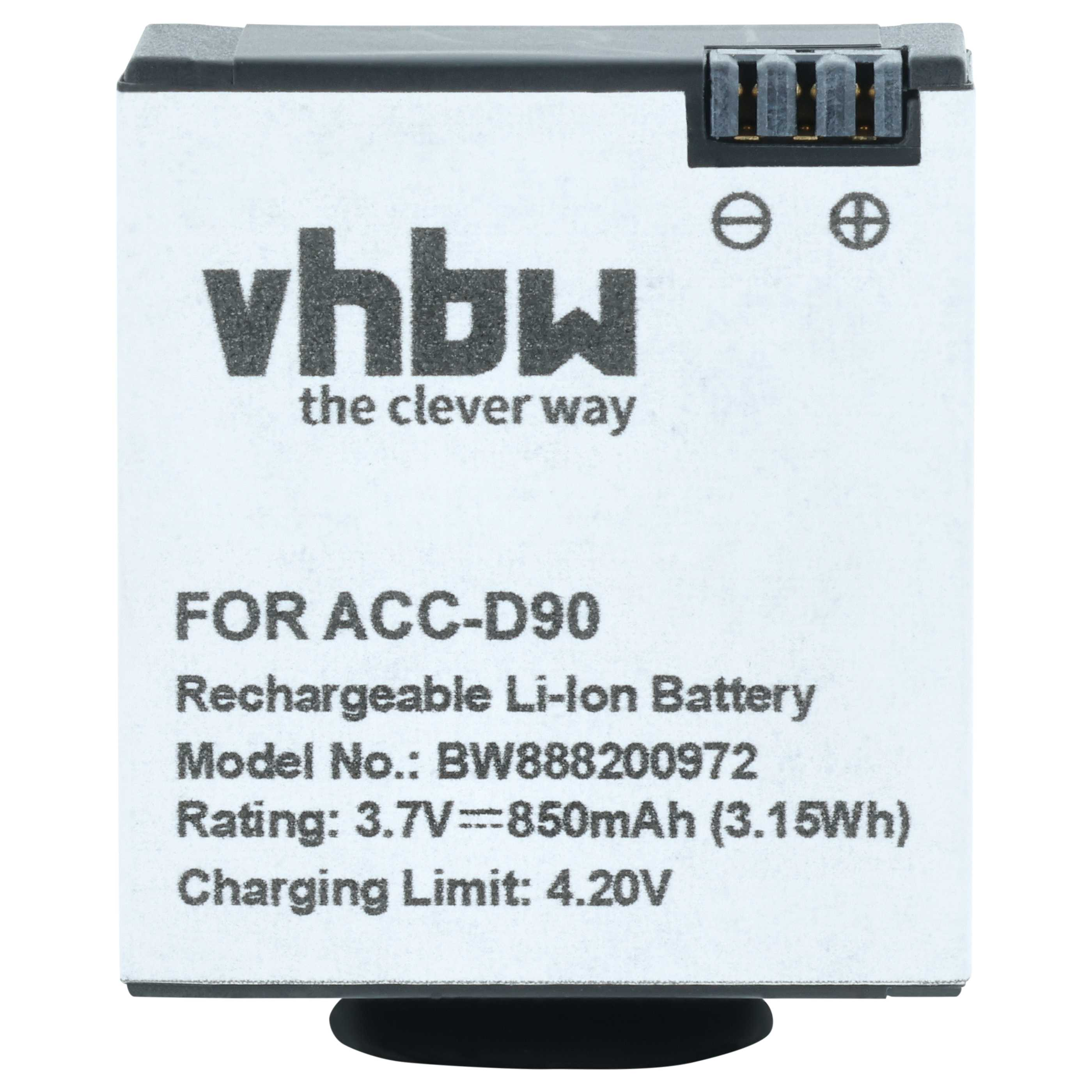 Wiederaufladbarer Li-Ion-Akku für ACC-D90, 3,7V, 850mAh. Modell BW888200972.