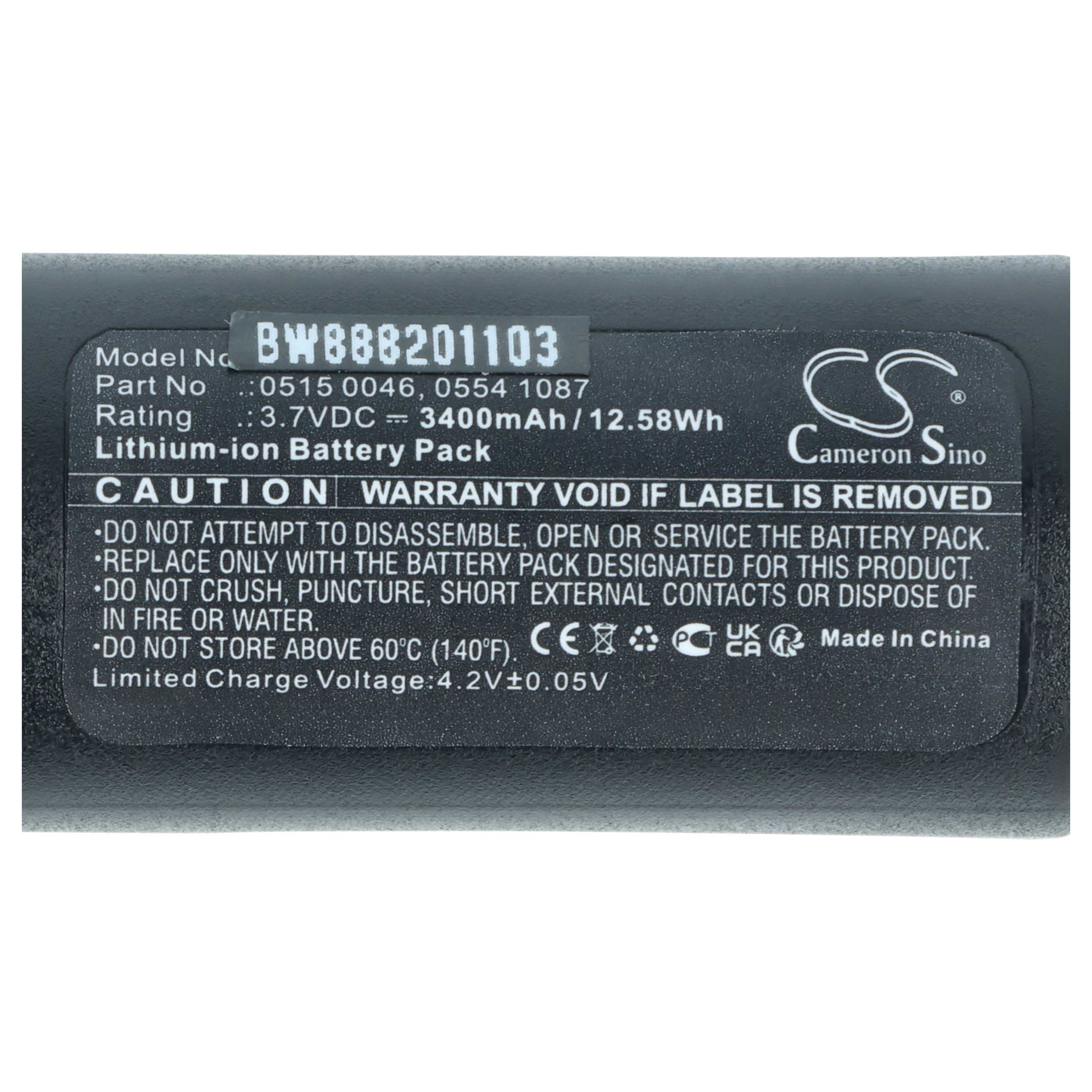 Lithium-Ionen-Akku mit Modellnummer BW888201103, 3400mAh, 3.7V.