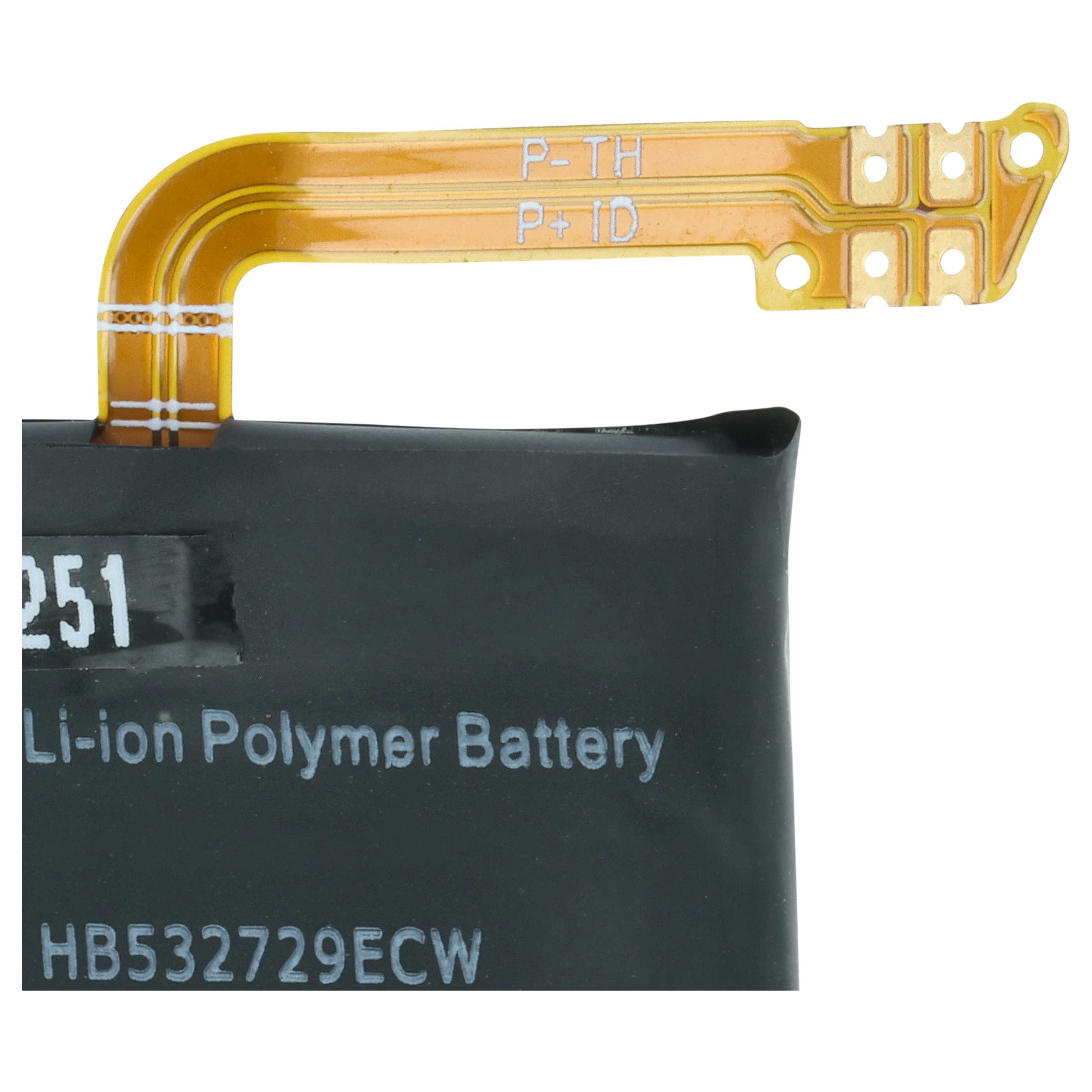 Ein schwarzer Li-Ion Polymer Akku mit einem gelben Flachbandkabel.