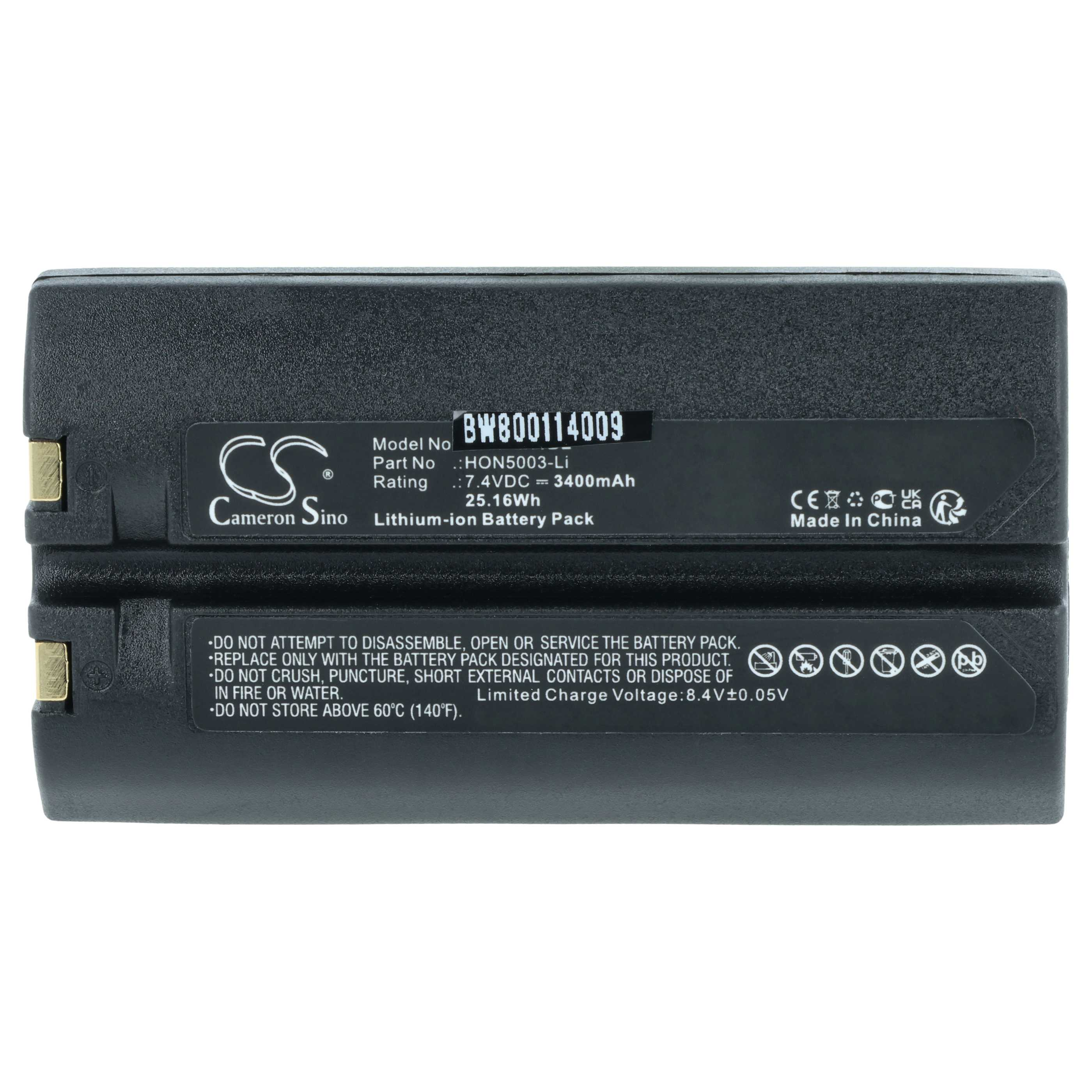 Schwarzer Lithium-Ionen-Akku mit Beschriftung: Cameron Sino, Modell BW800114009.