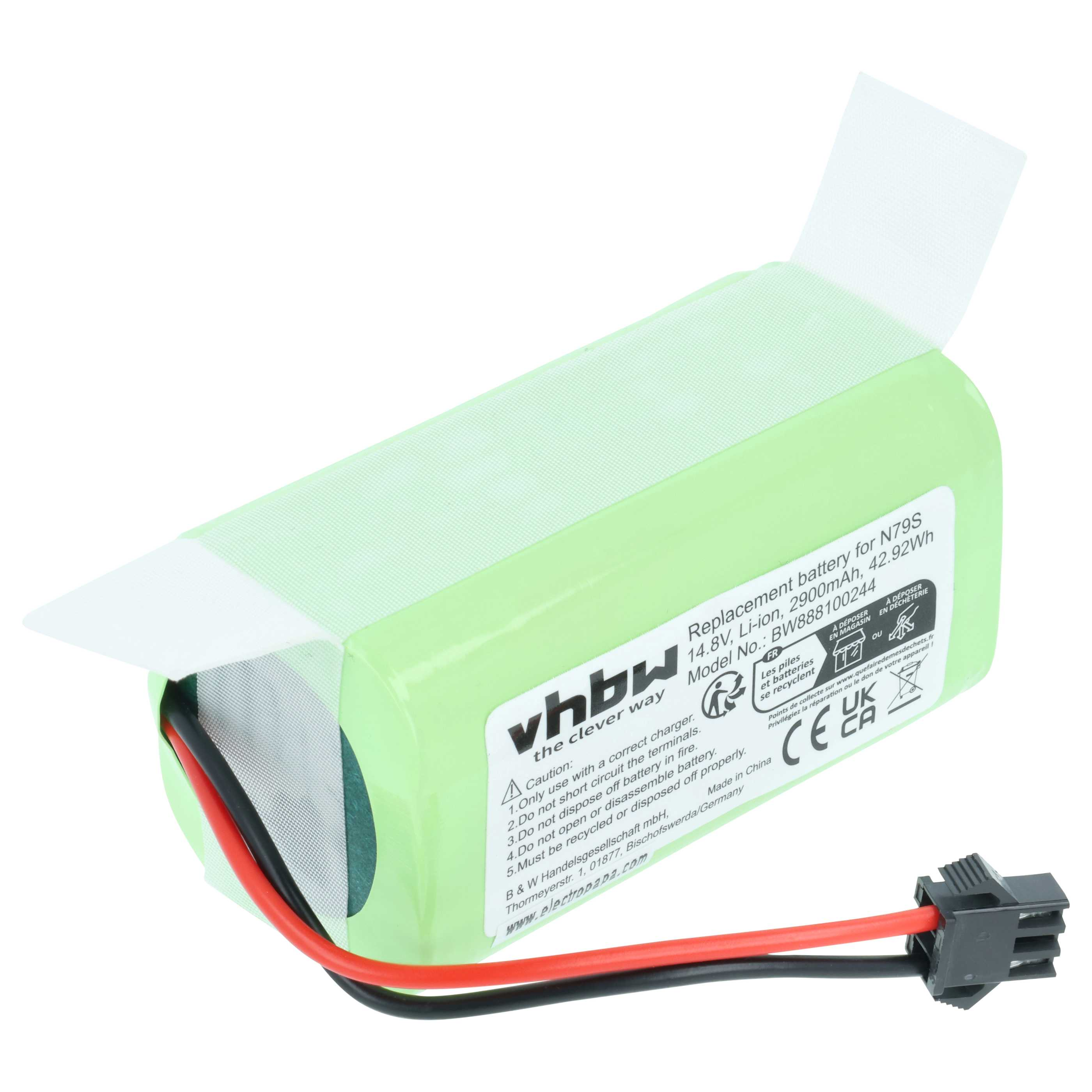 Eine grüne Lithium-Ionen-Batterie mit roten und schwarzen Kabeln und einem schwarzen Stecker.