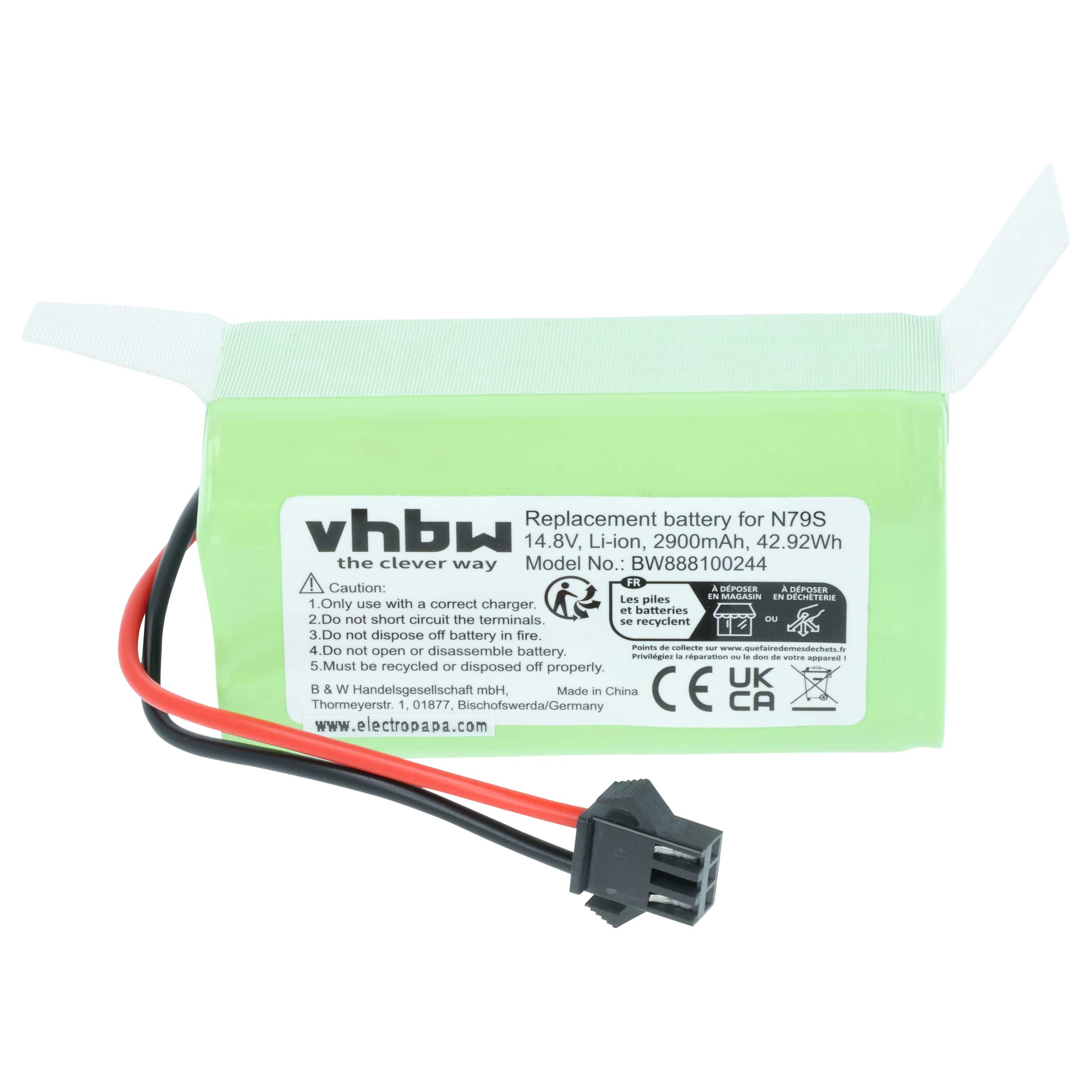 Grüne Ersatzbatterie mit schwarzen und roten Kabeln und einem Stecker.