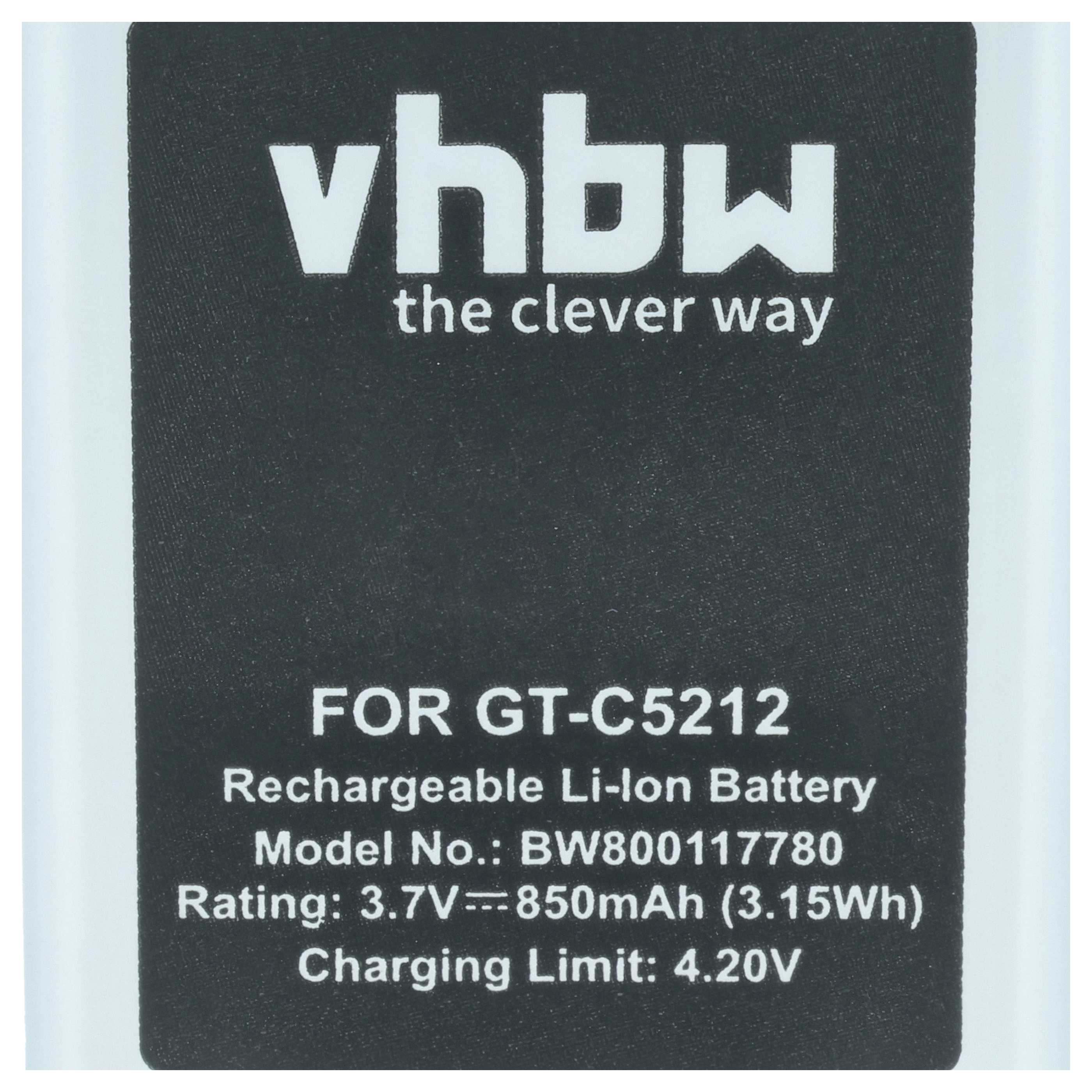 vhbw Li-Ion Akku für GT-C5212. Modell BW800117780. 3,7V, 850mAh.