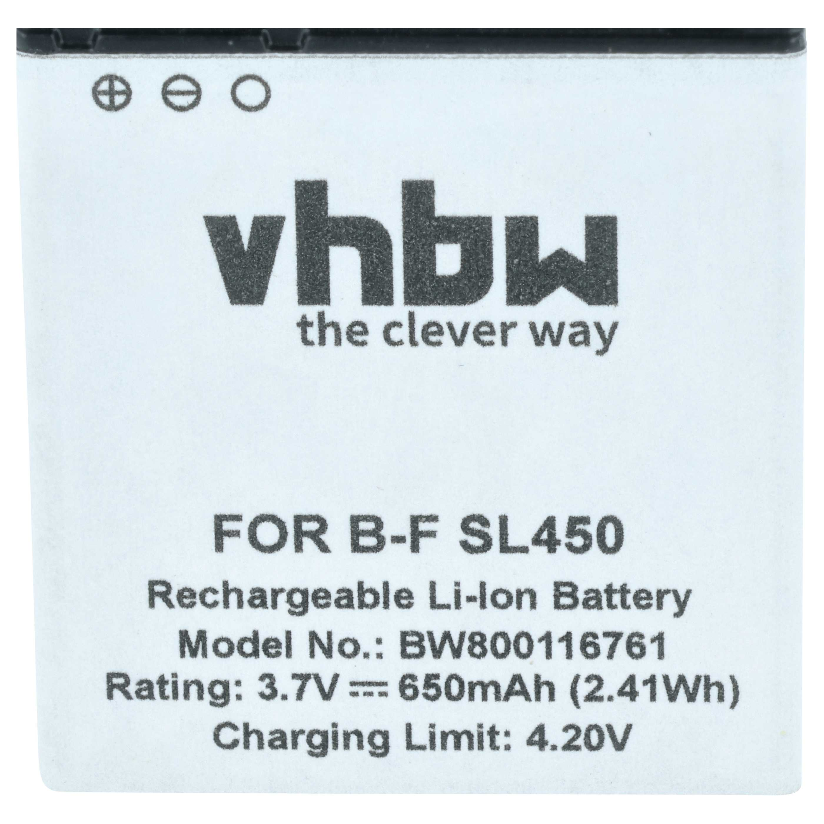 vhbw Akku für B-F SL450, 3.7V 650mAh Li-Ion, Modell BW800116761.