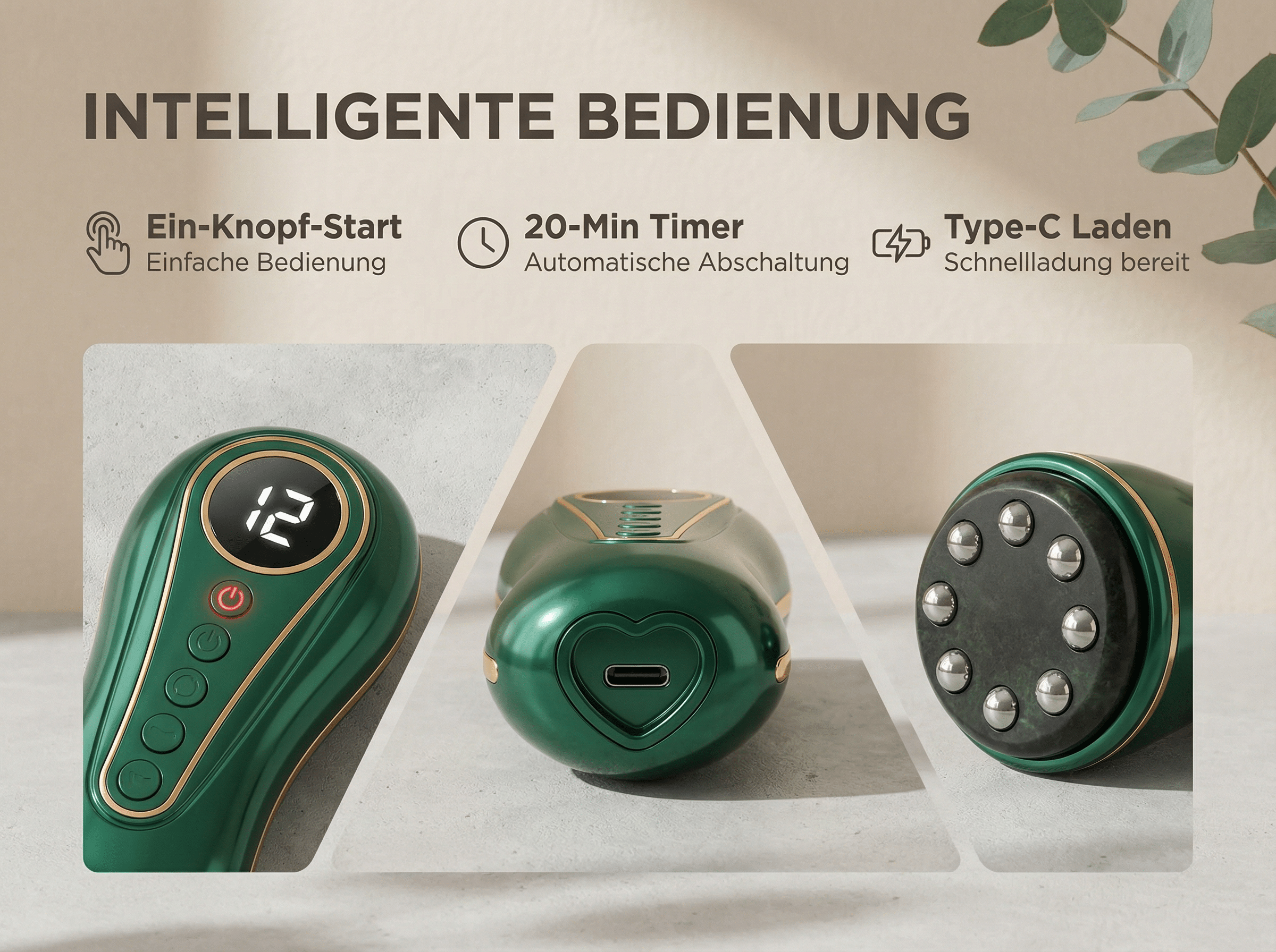 Ein grünes Gerät mit digitaler Anzeige und Bedienelementen.