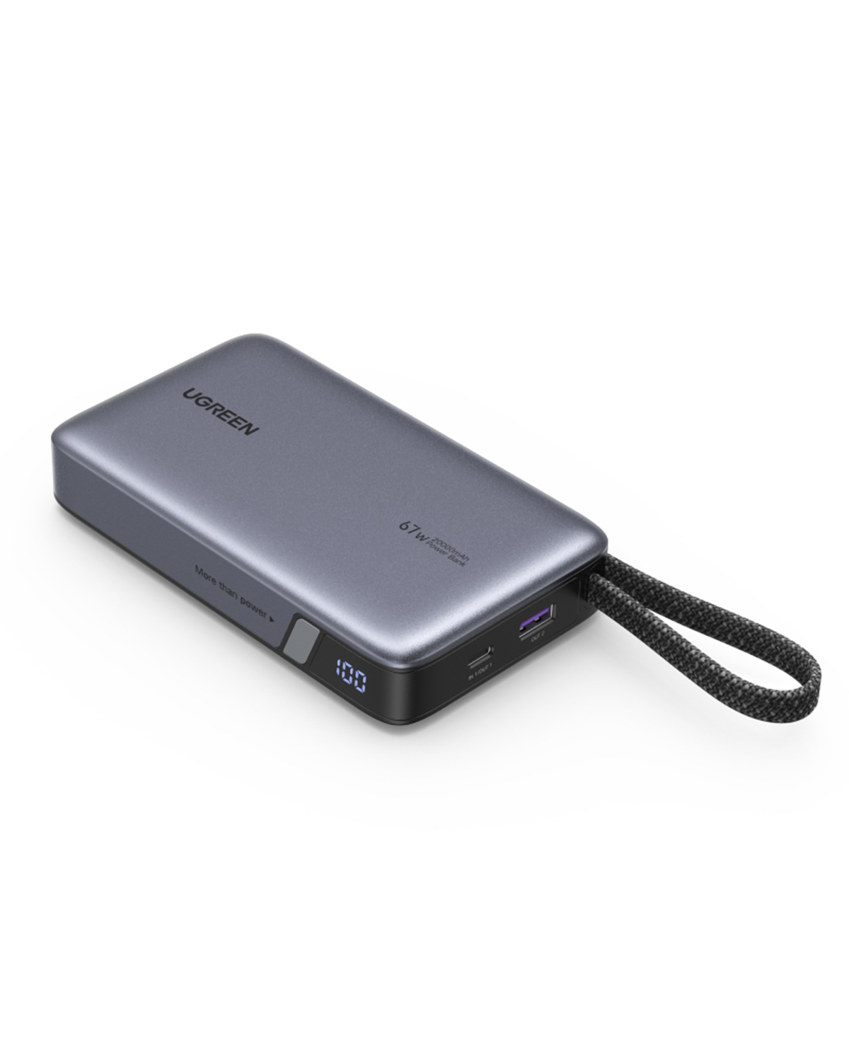 UGREEN Nexode 67W USB-C Dahili Kablolu Hızlı Şarj  55996B 20.000 mAh mAh Powerbank Gri