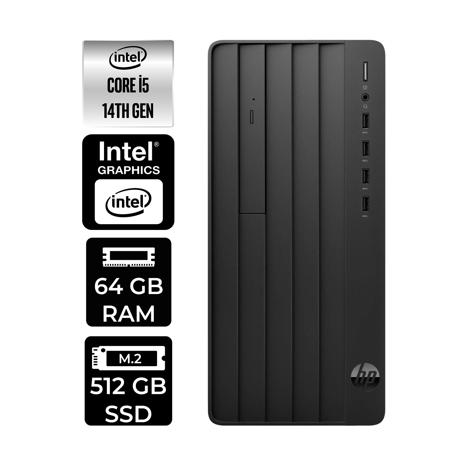 HP ProDesk 2 B70VQATPN313 PER4 Bellek Intel Core i5-14400 64 GB RAM 512 GB SSD FreeDOS Masaüstü Bilgisayar