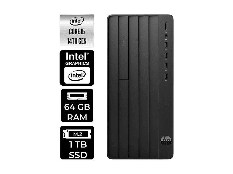 HP ProDesk 2 B70VQATPN314 PER4 Bellek Intel Core i5-14400 64 GB RAM 1 TB SSD FreeDOS Masaüstü Bilgisayar