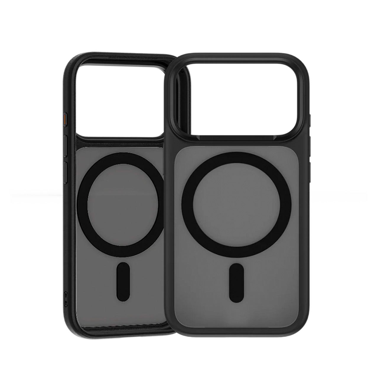 Dos fundas negras para teléfono con anillo magnético e indicador de carga.