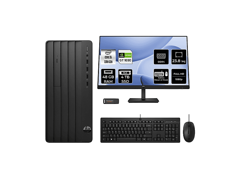 HP Pro Tower 290 G9 GT1030/4GB 23.8" B70VKATPN648 PER4 Bellek Intel® Core™ i5-13500 48 GB RAM 4 TB SSD FreeDOS Masaüstü Bilgisayar