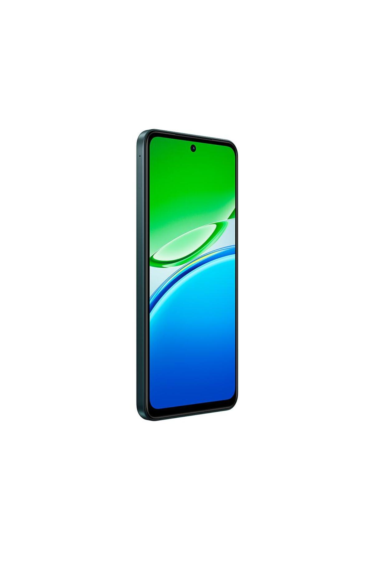 Yeşil ve mavi duvar kağıdı gösteren bir akıllı telefon.