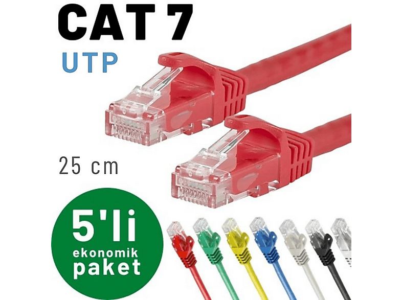 IRENIS 5 adet 25 cm CAT7 Kablo Ethernet Network İnternet LAN Kablosu