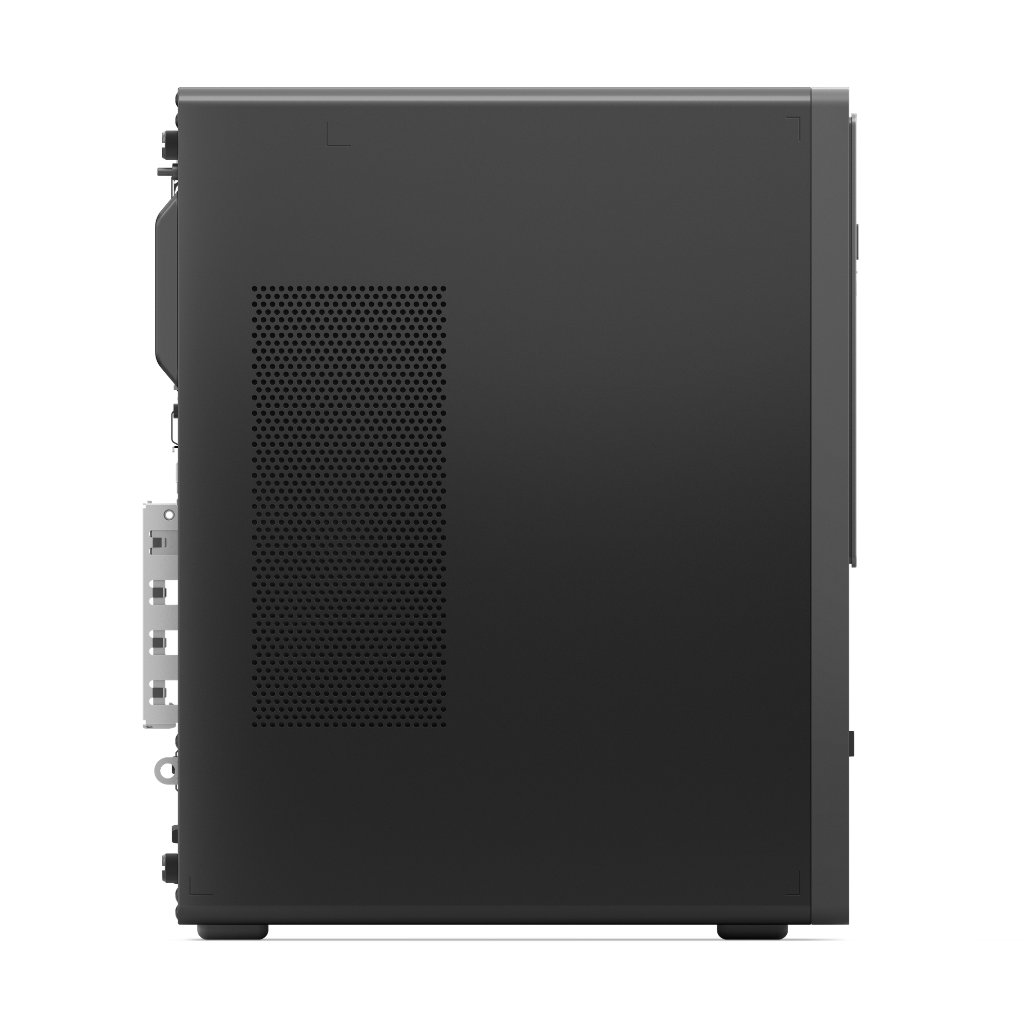 Case del computer nero visto di lato, con prese d'aria e porte.