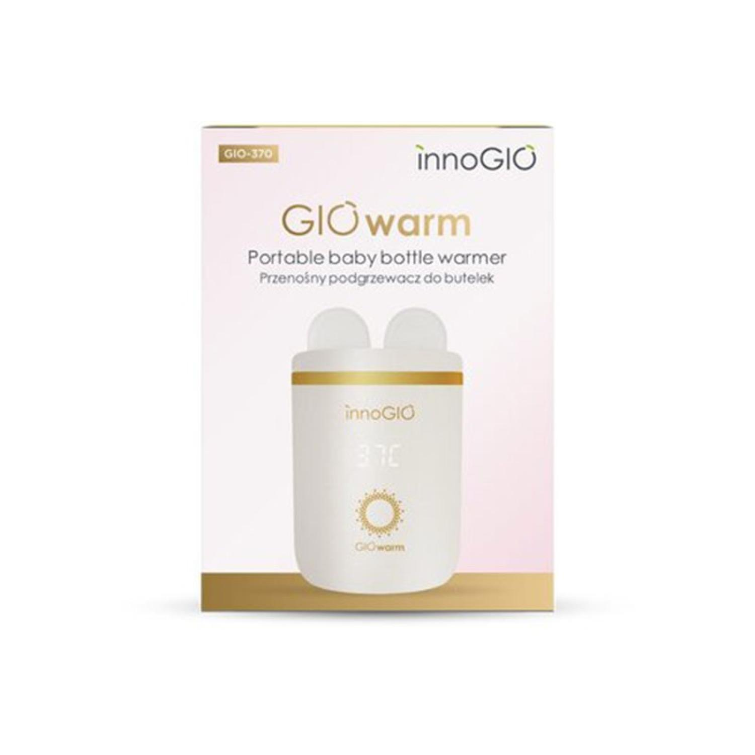 Caja para calentador de biberones portátil innoGIO GIO warm, blanco con detalles dorados.