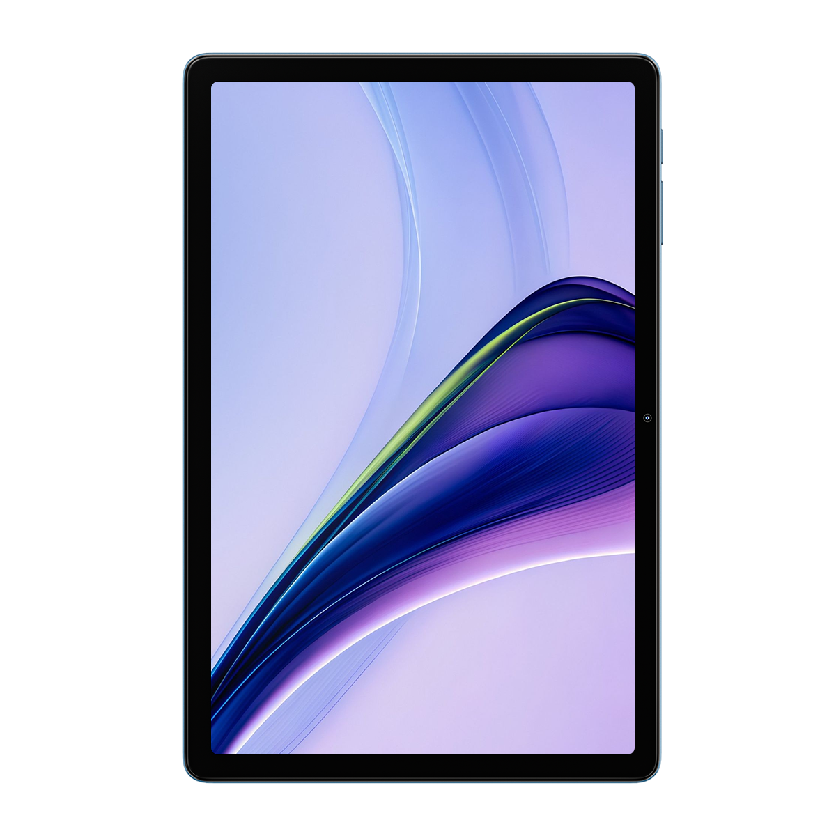 Ein modernes Tablet mit einem abstrakten lila und blauen Hintergrundbild.