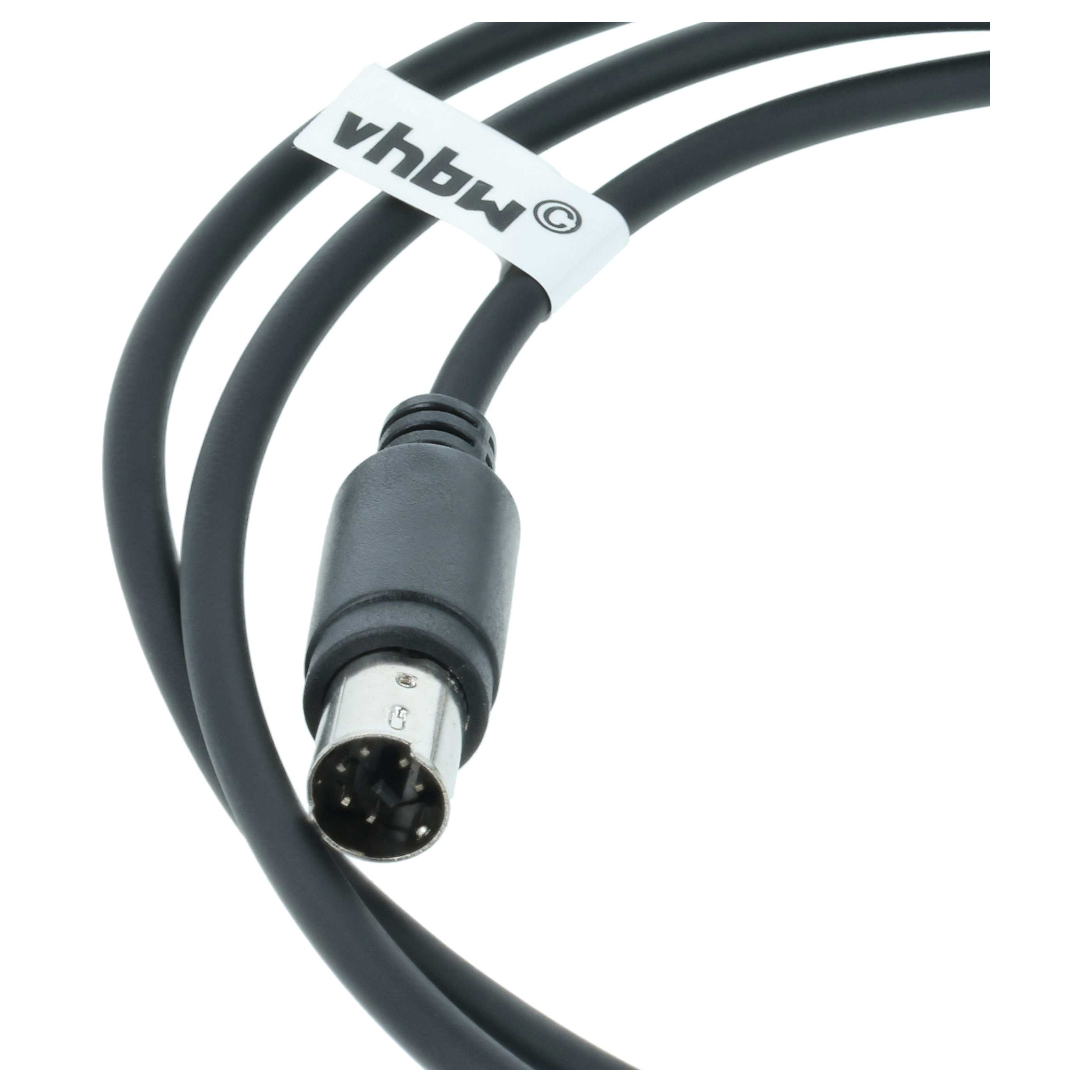 Ein schwarzes Kabel mit einem 6-Pin-Stecker und einem weißen Etikett mit der Aufschrift "vhbw".