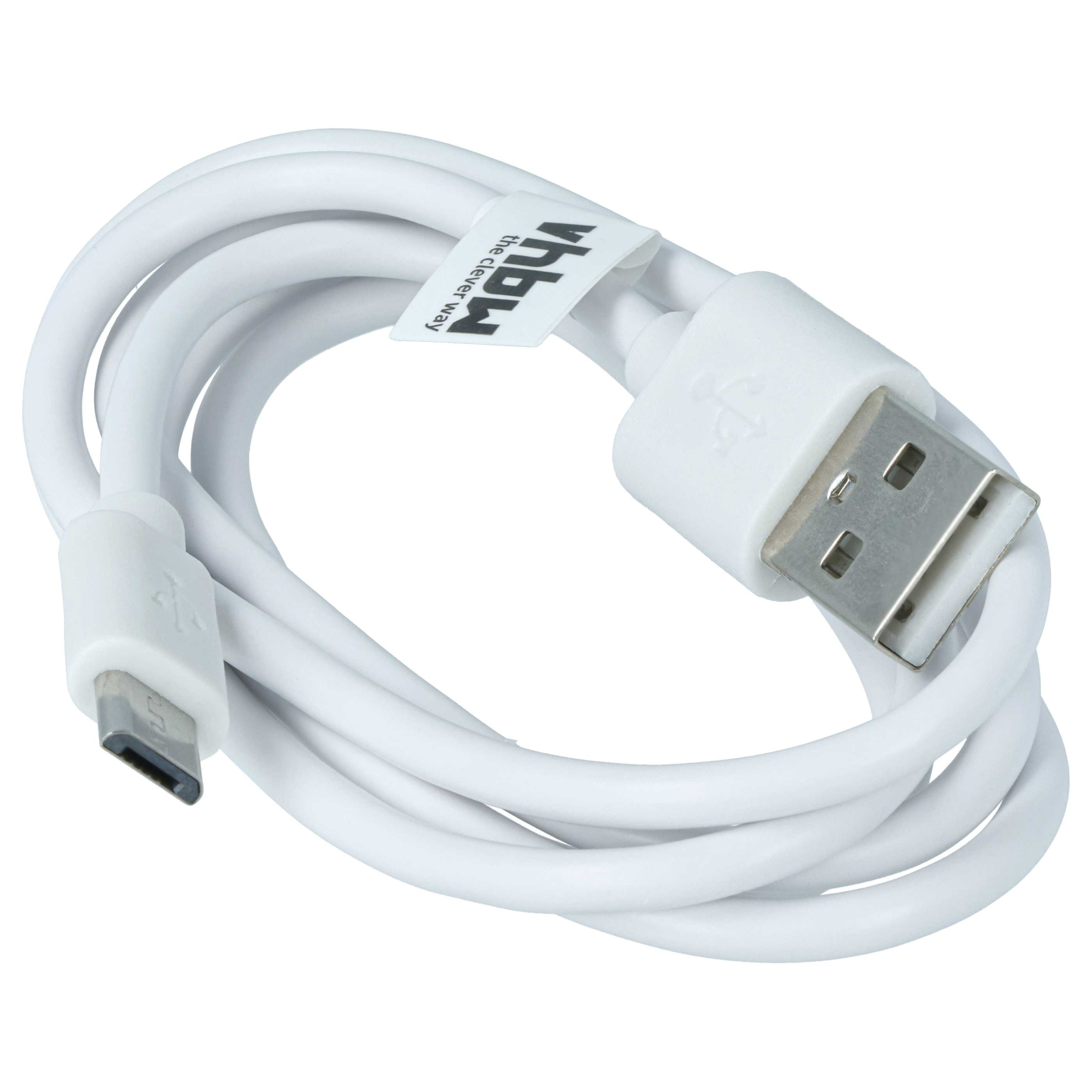 Ein weißes USB-C-zu-USB-A-Kabel mit Markierung.