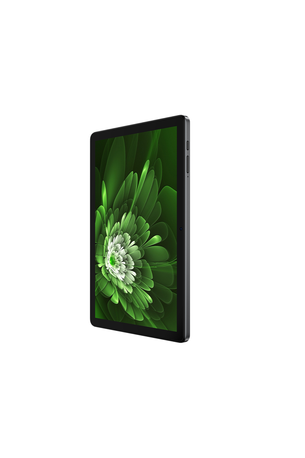 Bir tablet ekranında yeşil çiçek deseni gösteriyor.
