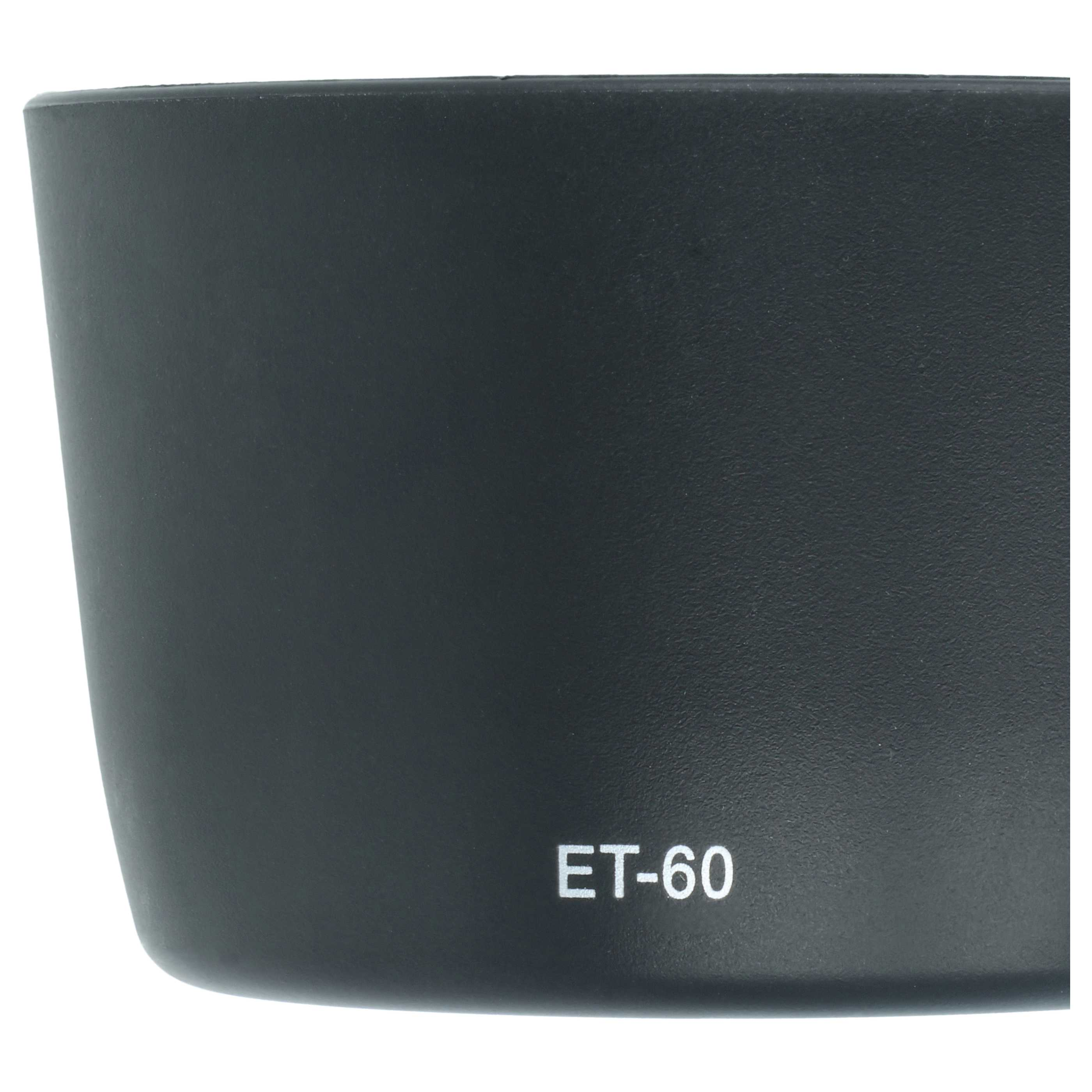 Schwarzer Objektiv-Gegenlichtblende mit der Aufschrift "ET-60".
