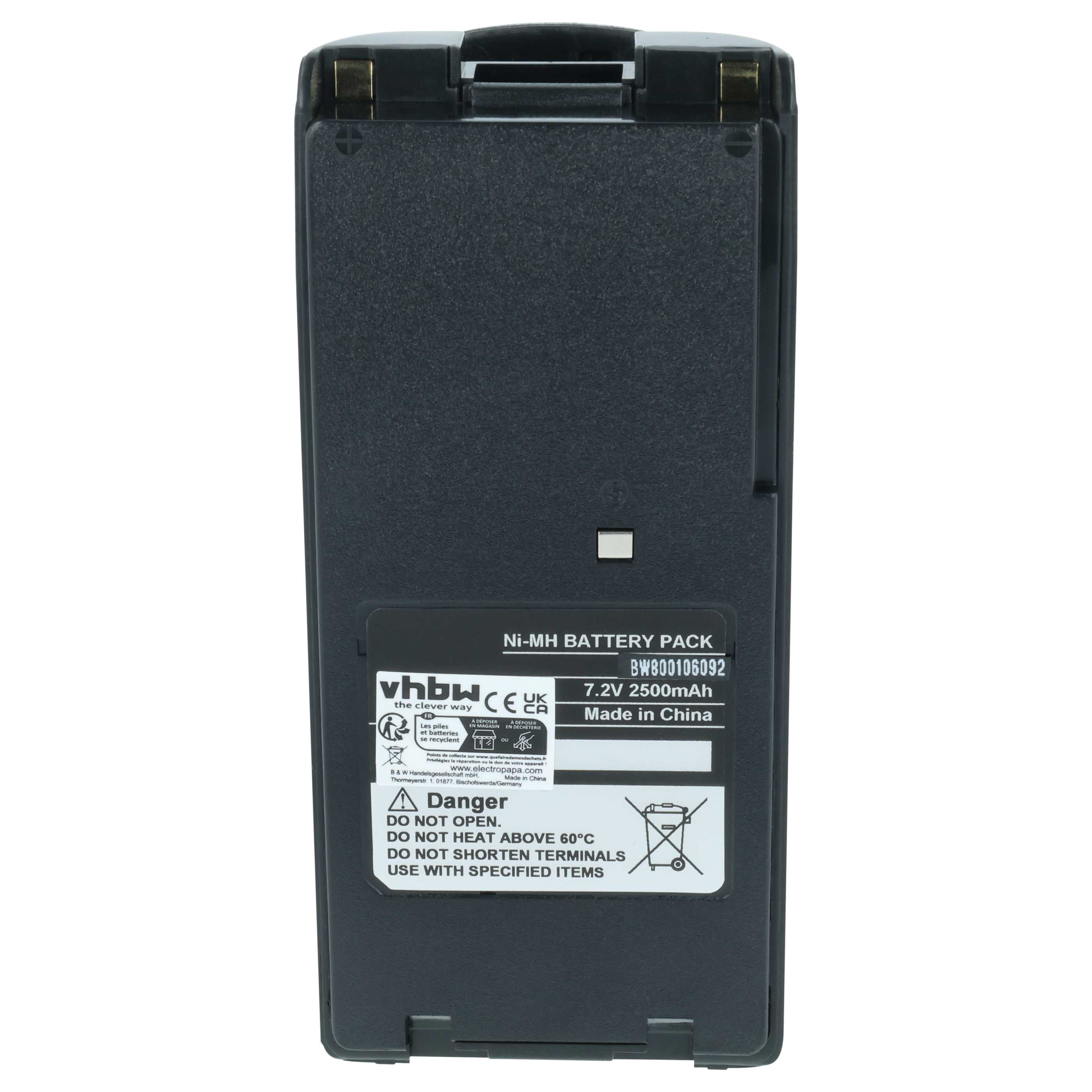 Ein schwarzer Ni-MH-Akku mit 7,2V 2500mAh, hergestellt in China.