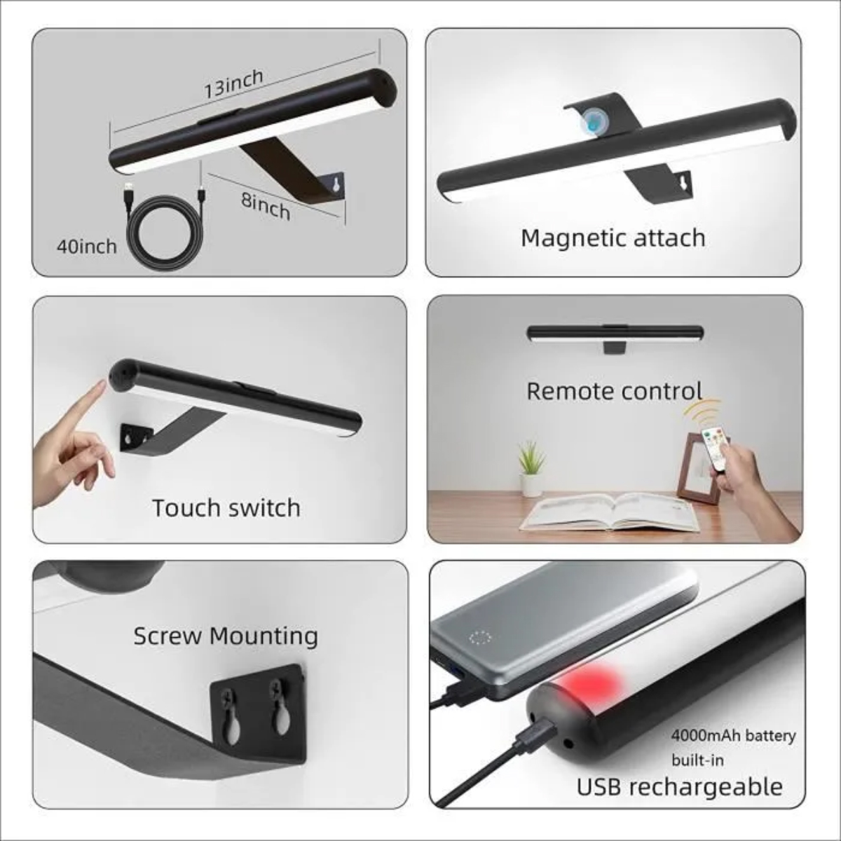 Ein 13-Zoll-LED-Balken mit USB, Touch, Magnet und Fernbedienung.