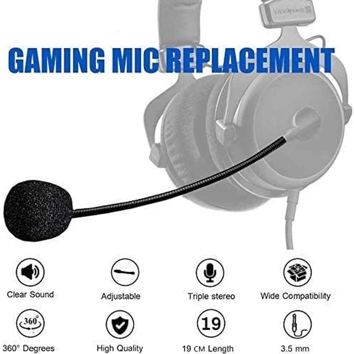 Gaming-Mikrofonersatz mit Kopfhörern, klarer Klang, verstellbar, 19 cm.