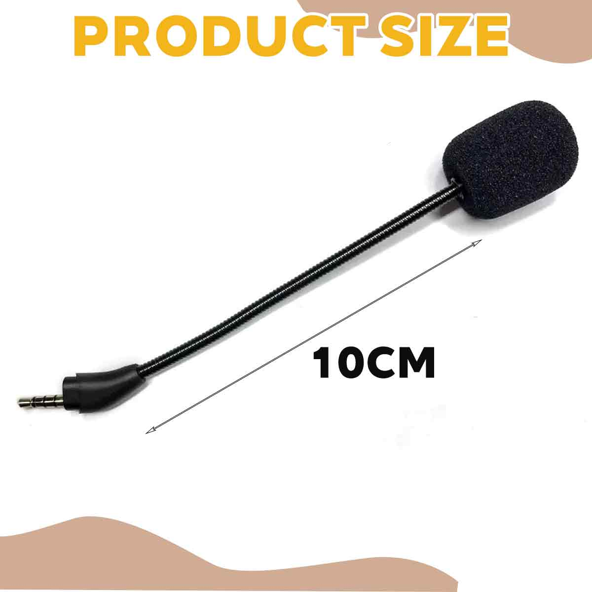 Schwarzes Mikrofon mit 3,5-mm-Stecker und 10-cm-Schwanenhals.
