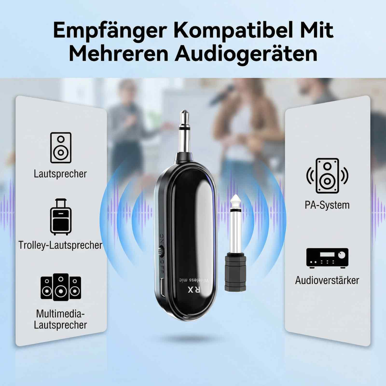 Ein schwarzer Funkempfänger mit verschiedenen Audiogeräten wie Lautsprecher.