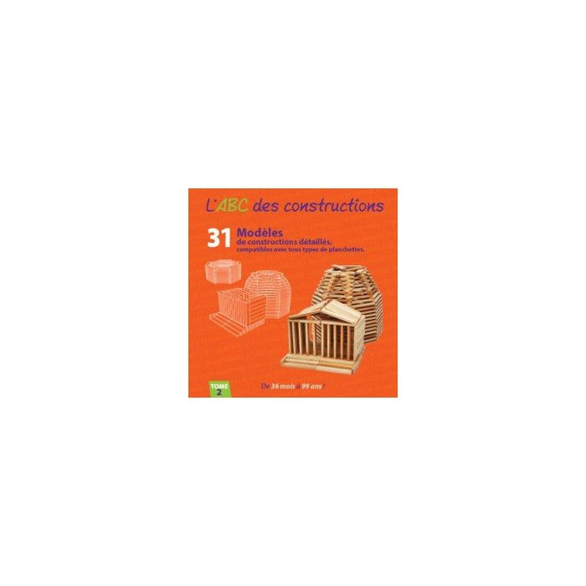 Copertina di un libro su modelli di costruzione con bastoncini di legno.