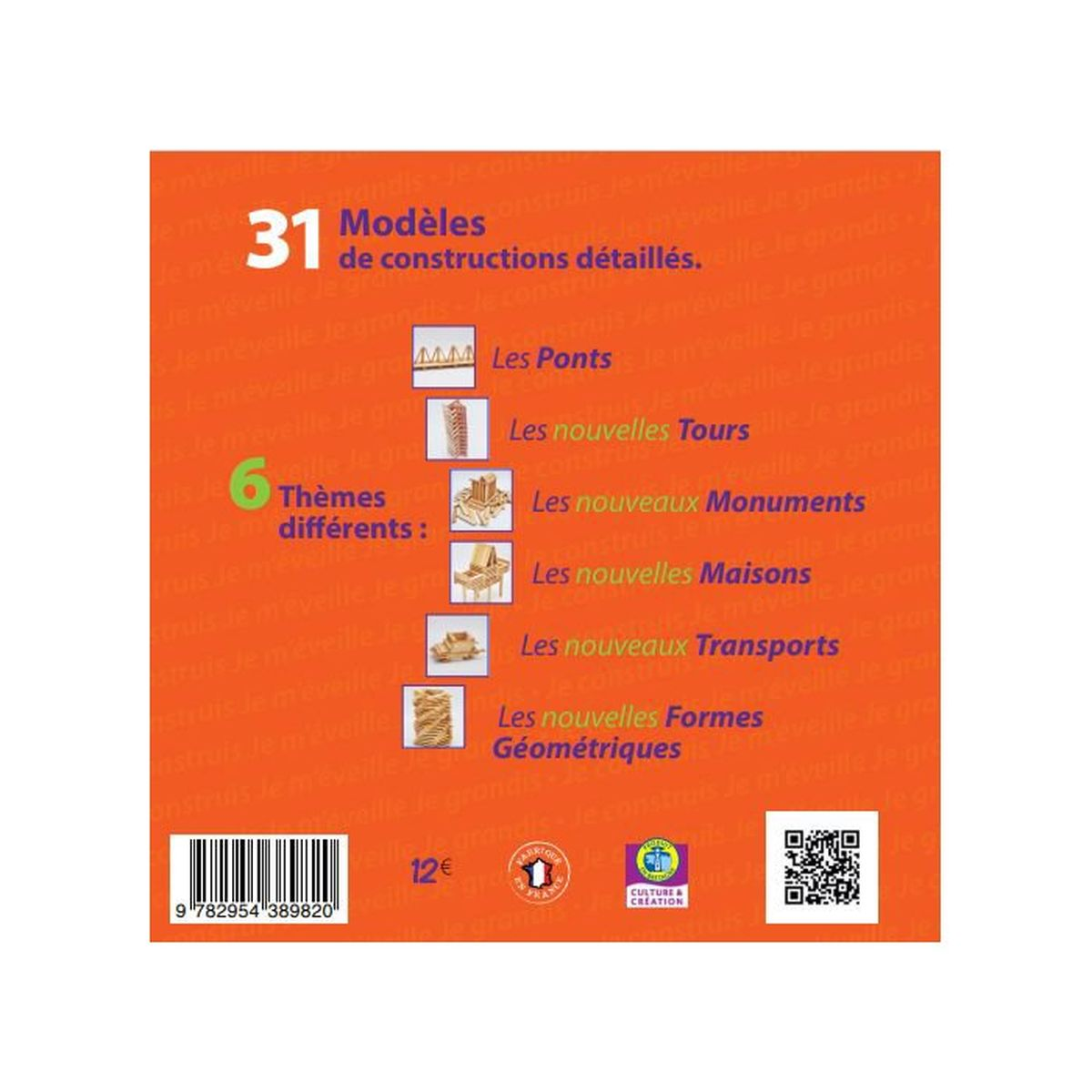 Copertina del libro: 31 modelli, 6 temi come ponti, torri, monumenti, case, trasporti.
