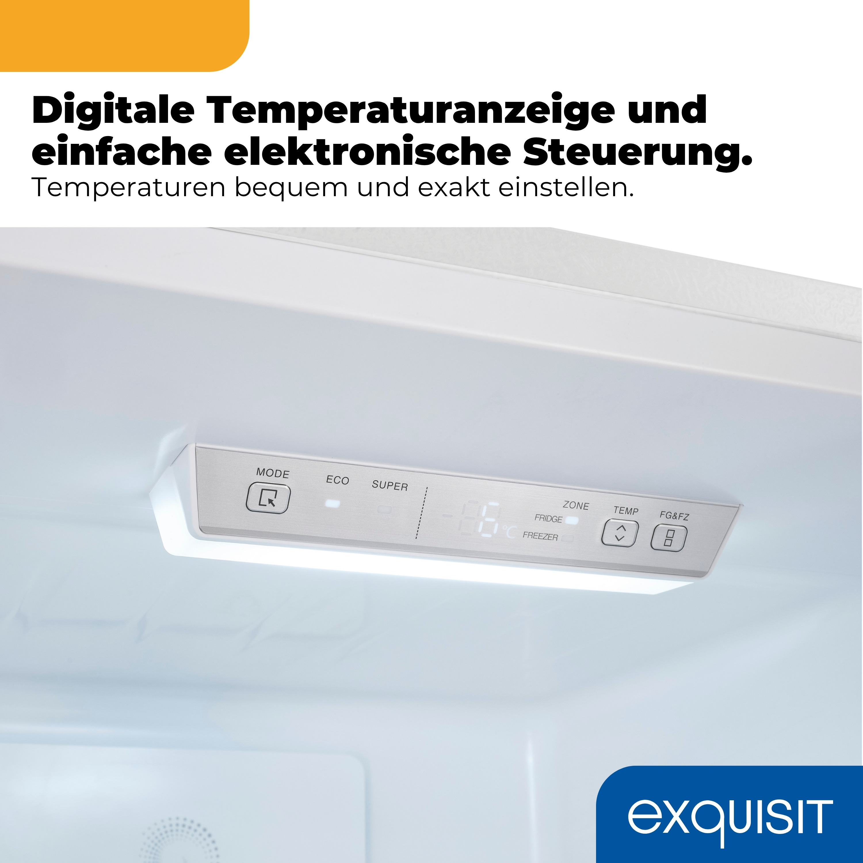 Digitale Anzeige und Steuerung eines Kühlschranks mit -8°C.