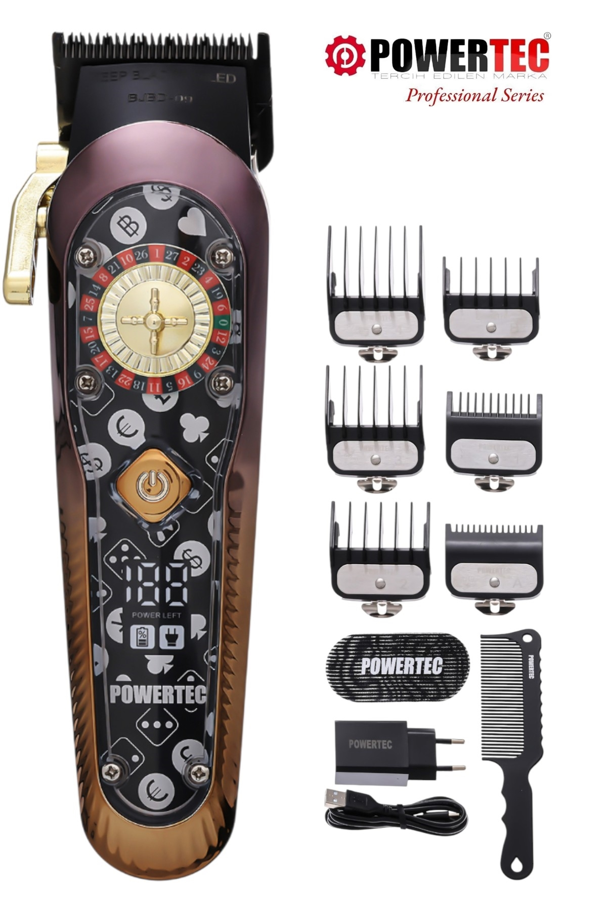 POWERTEC TR-5200 Wireless Şarjlı Saç Sakal Kesim Makinesi Çok Renkli