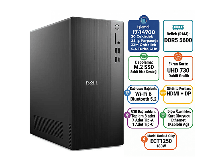 DELL Tower ECT1250_RPLSR007_U 018 Intel® Core™ i7-14700 32 GB RAM